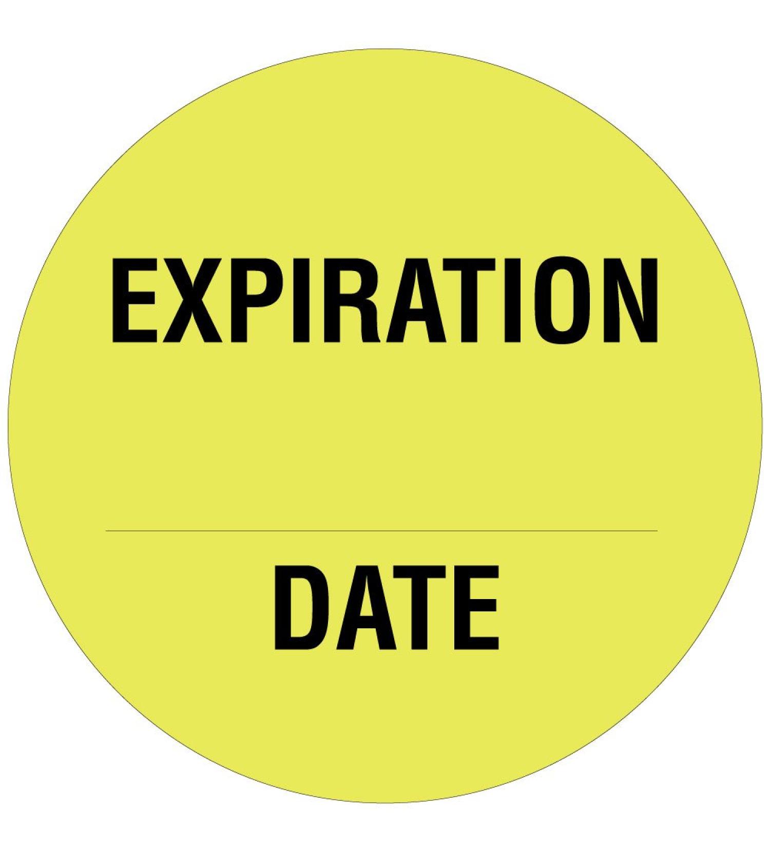 PDC Healthcare 59706019 Paper Label Fluorescent Yellow Circle Label with Black Text Expiration Date 0.75 Diameter (Roll of 1000)
