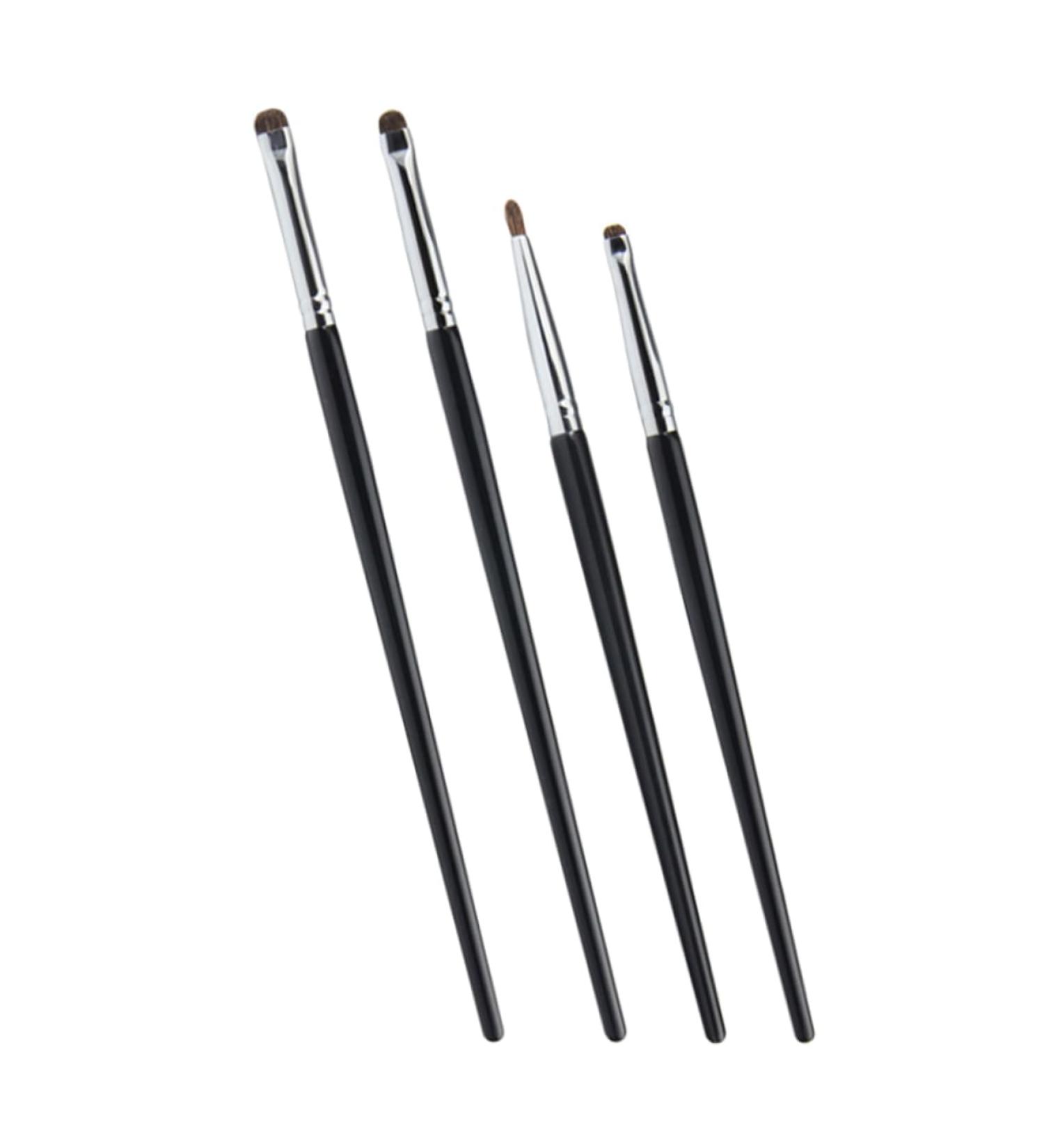 IWOWHERO 4pcs Eye Shadow Brush Set Eyeshadow Brush Fine Precision Eyeliner Brush Black Wooden Handle - Buy Online on GoSupps.com