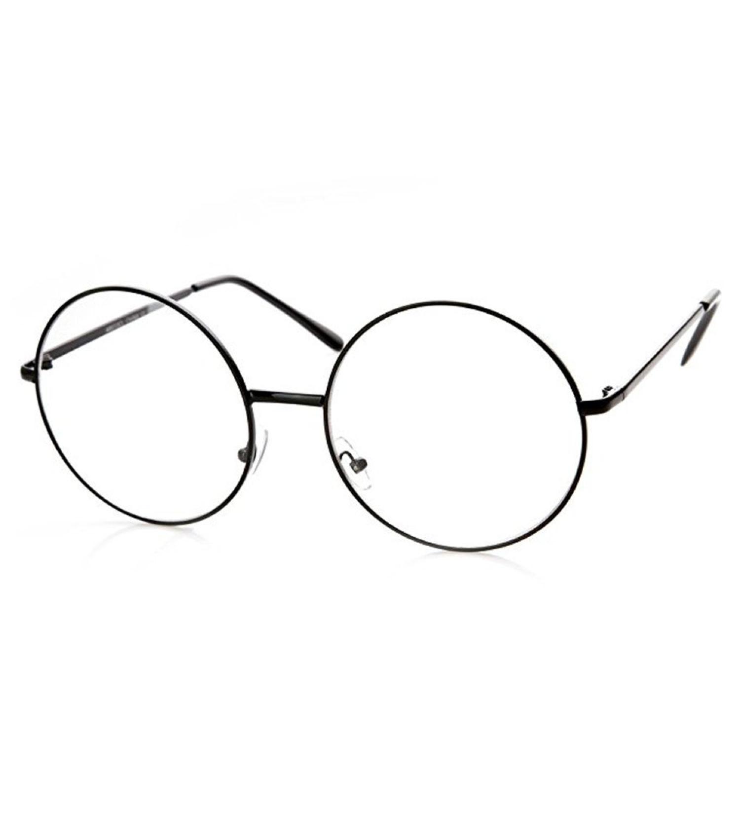 Trixes Round Glasses - Beatles Retro 60s Style Clear Lens Cosplay Accessory - Vintage Black Geek Glasses for Parties - Buy Online on GoSupps.com