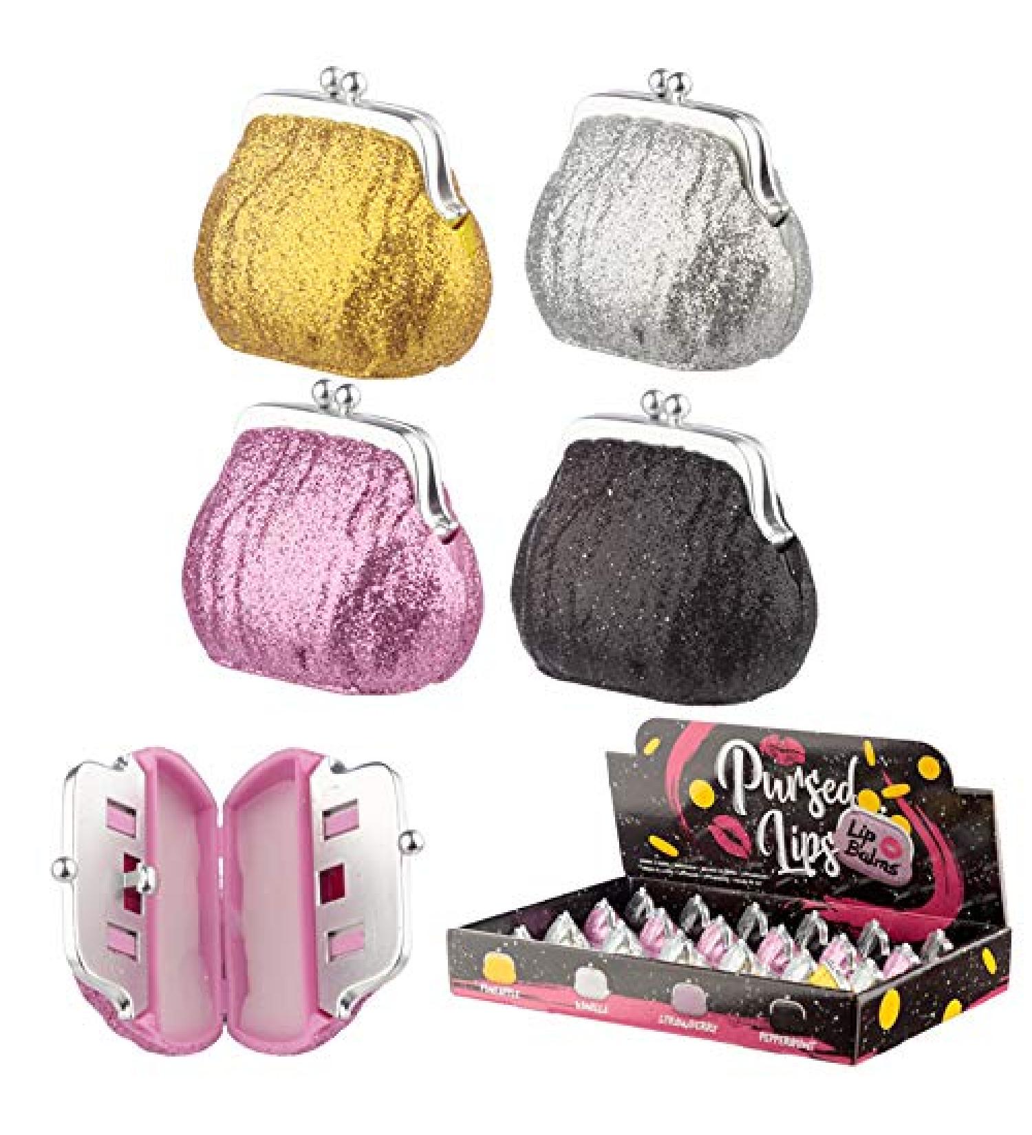 Puckator Lip Balm in Glitter Purse Holder - Lip Care Stick Balms Chapstick Holiday Essentials For Women Family - Lipbalm Moisturiser Exfoliator Cream - Pretty Cute Lip Blam Bam - Buy Online on GoSupps.com