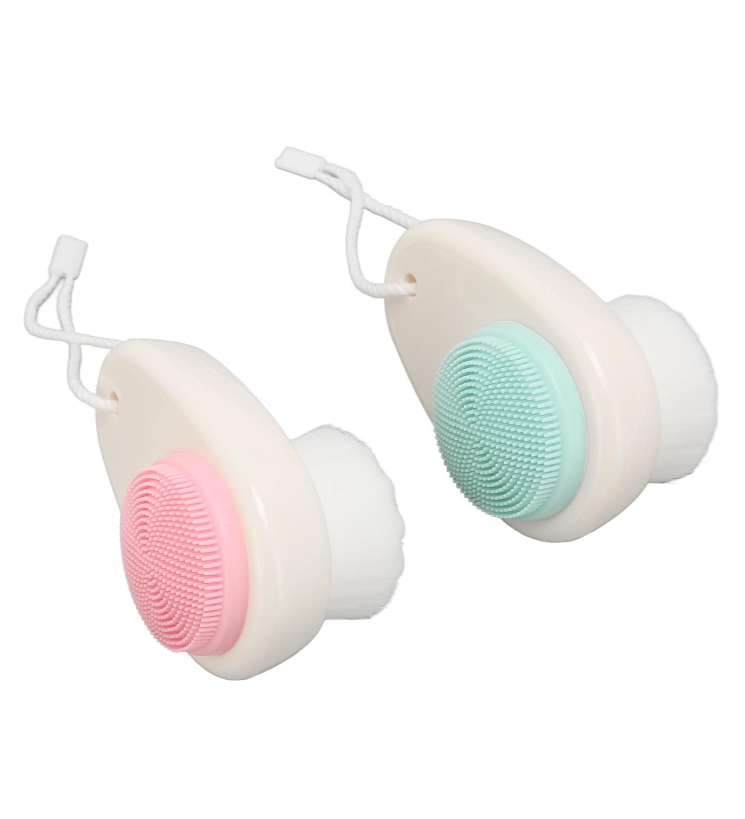 ZJchao Soft Bristle Double Sided Face Brush - Ergonomic Facial Cleansing Brush with Lanyard for Easy Hanging | International Shipping - Buy Online on GoSupps.com
