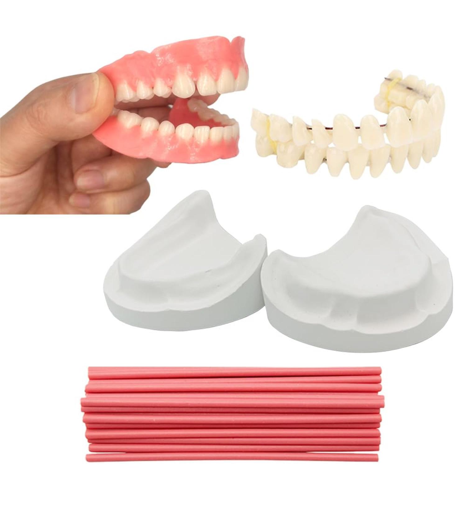 Denture Fake Teeth - Do it Yourself Full or Part Top and Bottom Fake Teeth at Home Repair Missing Teeth Improve Smile(Gypsum Model Gum Material and Fake Teeth) - Buy Online on GoSupps.com