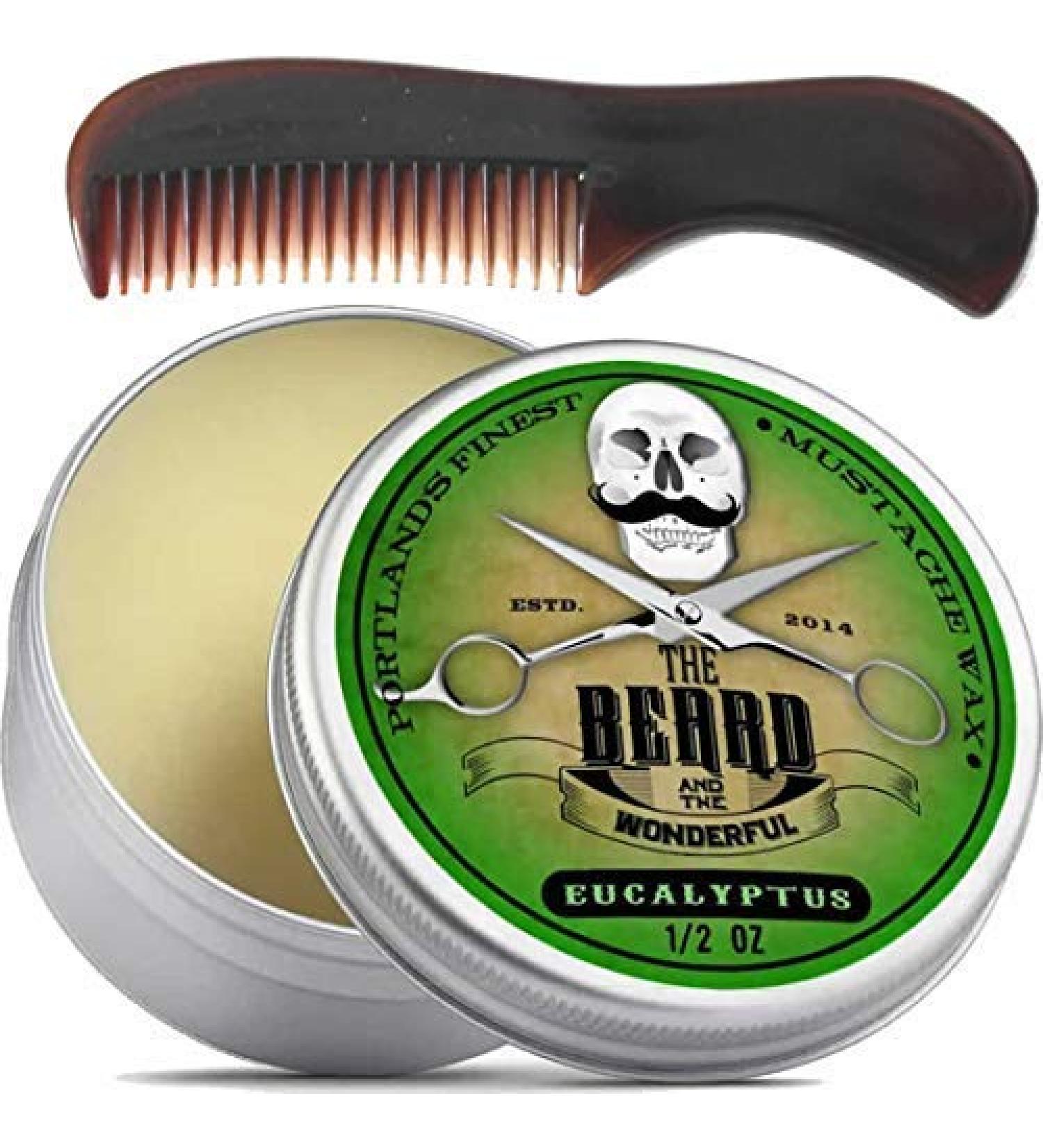 15ml Moustache & Beard Wax with Pocket-Sized Comb | Promotes Hair Growth & Moisture | Strong Hold | All Natural Eucalyptus Ingredients - Buy Online on GoSupps.com
