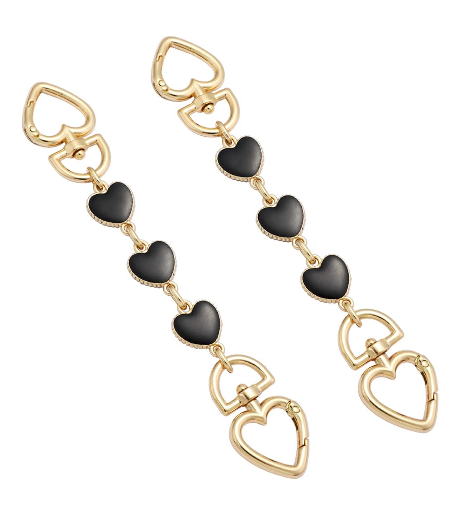 Anbys 2Pcs Bag Strap Extender Heart Shape Chain Strap Extender Replacement Accessory Bag Chain Straps Charms for Shoulder Cross-Body Purse Clutch Handbag Supplies(Black) - Buy Online on GoSupps.com