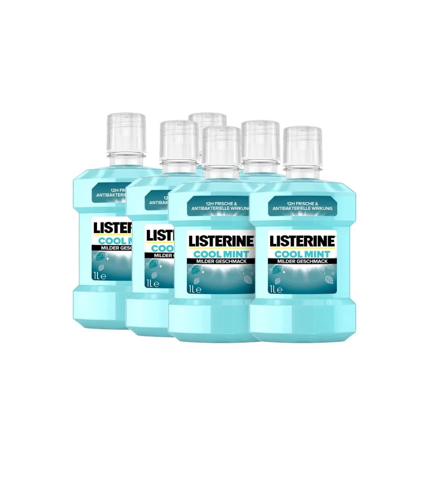 Buy Listerine Cool Mint Mouthwash 1000ml - Alcohol-Free Antibacterial with Essential Oils for Lasting Freshness | 6 Pack - Buy Online on GoSupps.com