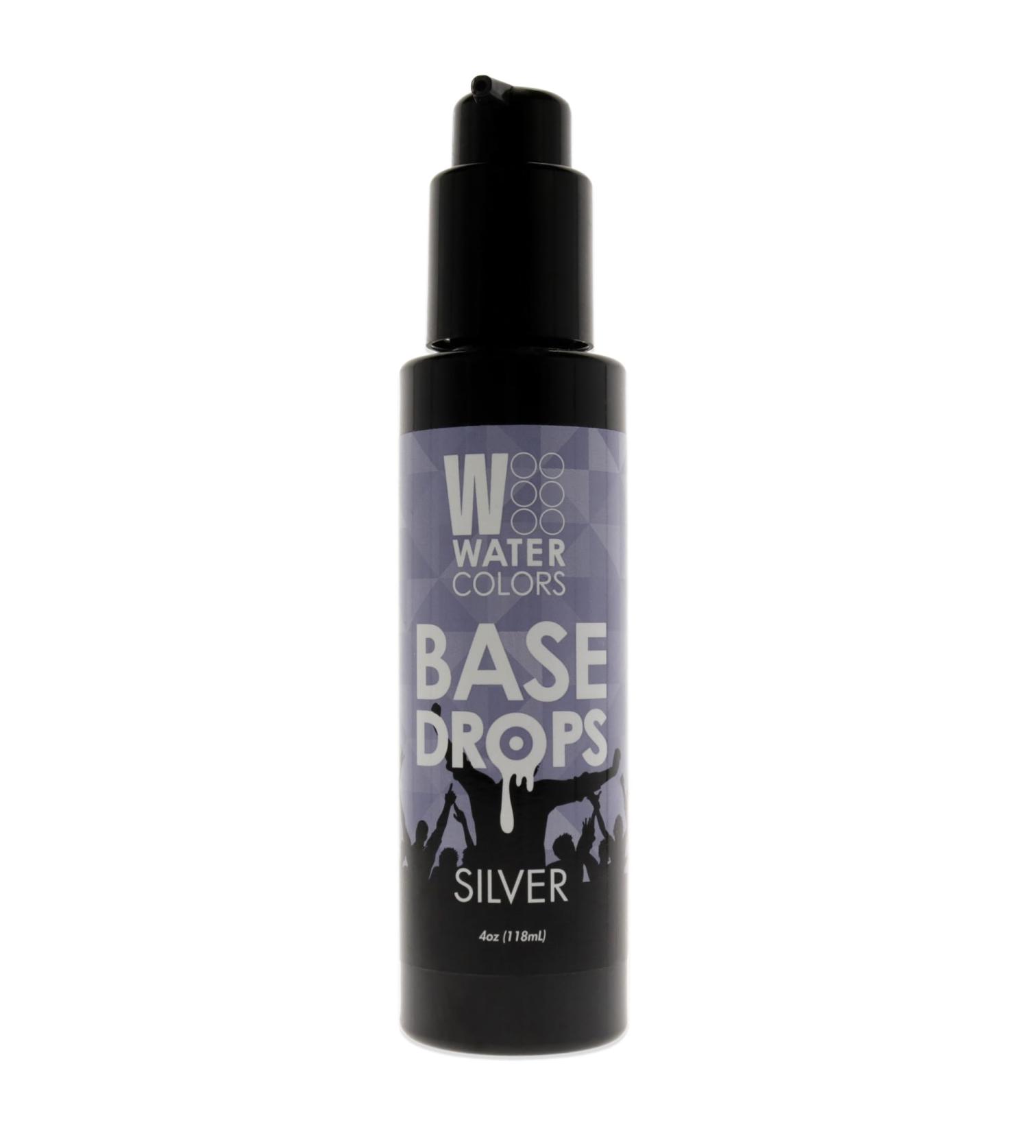 Watercolors Base Drops Water-Based Formula with Nano-Pigments for Ultimate Versatility in Fashion Color Maintenance Silver 4 oz