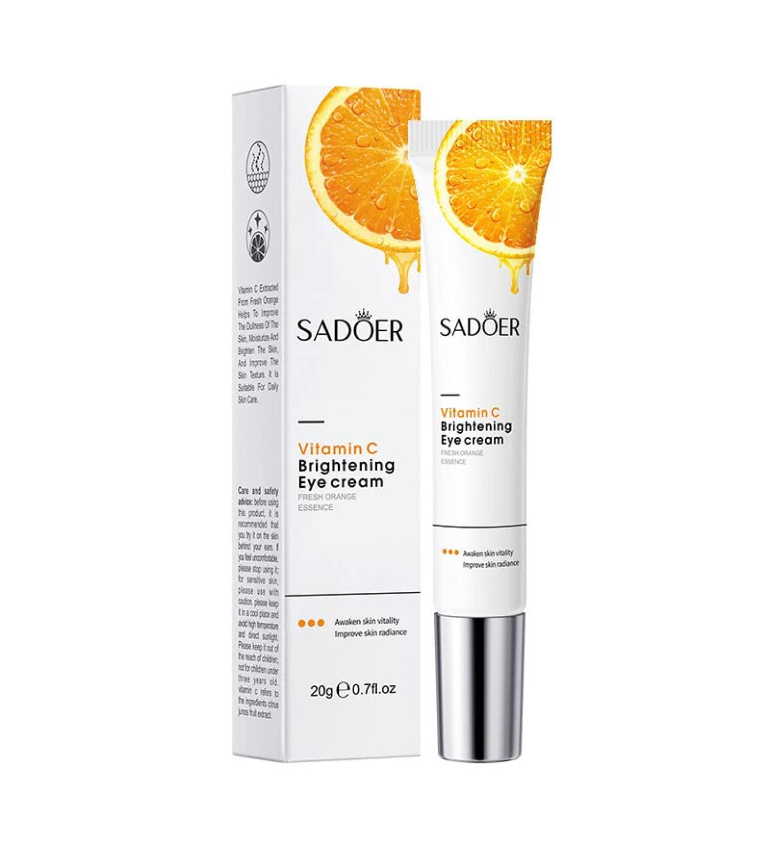 Vitamin C Brightening Eye Cream | Nourishing Moisturizer with Aloe Vera & Pomegranate | 20g - Smooth Elasticity & Radiant Skin - Buy Online on GoSupps.com