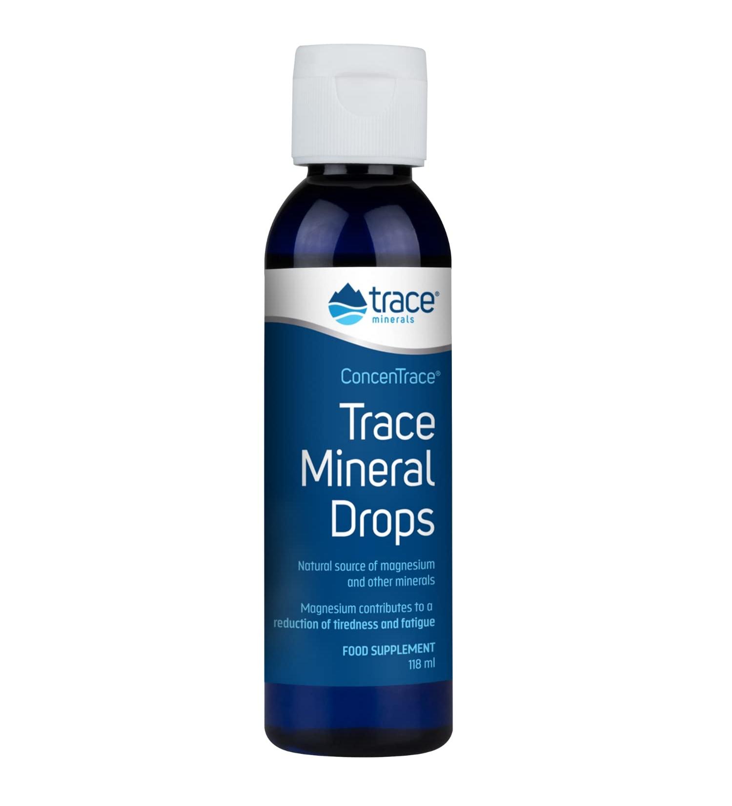 Trace Minerals Concentrace Drops | 72+ Ionic Minerals & Magnesium | Low Sodium Electrolyte Hydration | 118 ml - Buy Online on GoSupps.com