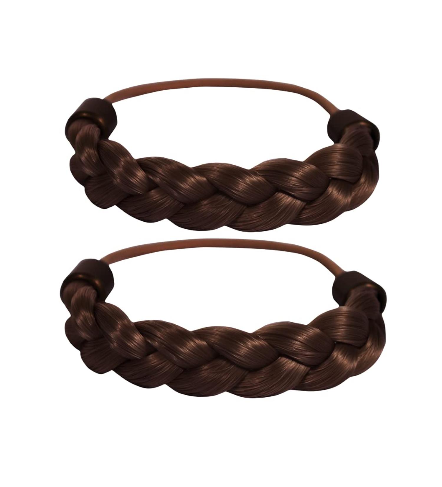 Mia Beauty Braided Tonytail Ponytail Wrap  Braided Synthetic Wig Hair Tie Ponytail Holder Hair Accessory for Women  Teens  Girls  Dance - Medium Brown 2pcs medium brown 2 Count (Pack of 1)