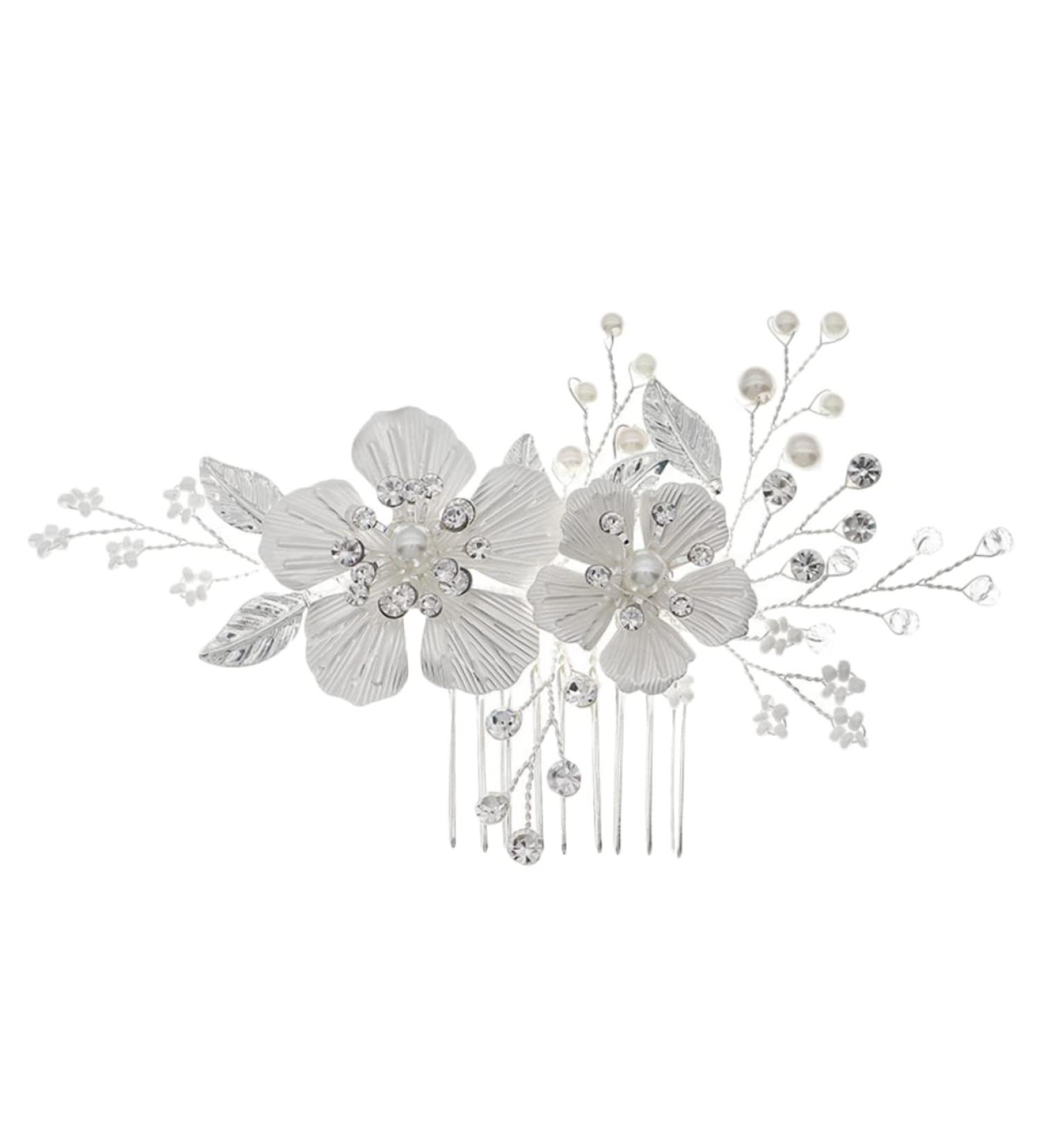 Ipetboom Wedding Hair Comb Clip Floral Hair Accessories Bridal Hair Clip Hair Combs Pearl Hair Comb Pearl Hair Pin Rhinestone Flower Hair Comb Tiara Zinc Alloy Hair up Crystal Bridesmaid - Buy Online on GoSupps.com