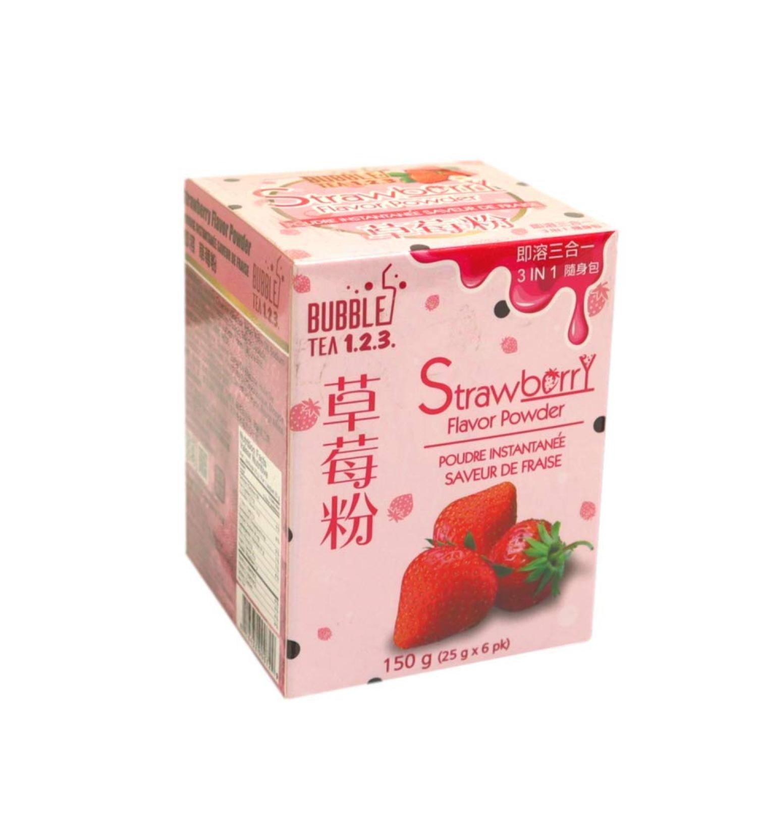Bubble tea 123 Strawberry Flavor Instant Tapioca Boba Powder 200g (25gx8pk) Made in Taiwan Taiwanese Bubble Tea Boba Tapioca Pearl Powder Mix