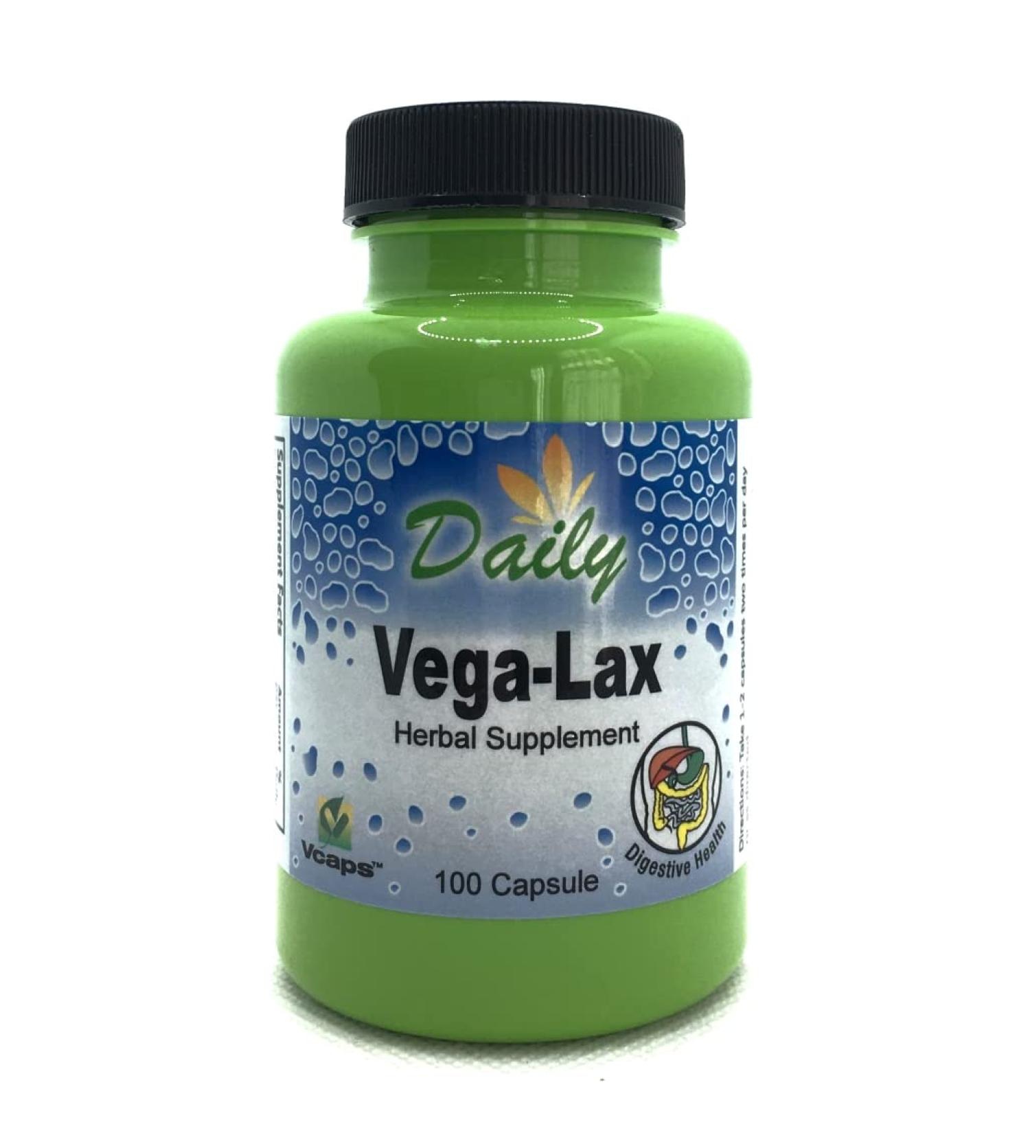 Daily's Vega-Lax (Senna Cascara Sagrada Bark Aloe & Fiber 100 Vegetarian Capsules)