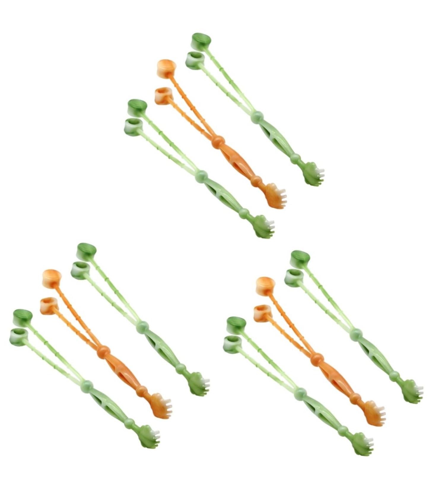 Frcolor 9-Piece Two-Colored Tai Chi Hammer Back Scratcher & Massage Tool - Portable Self-Massage Fitness Equipment (40x3.4cm) in Orange & Green - Buy Online on GoSupps.com