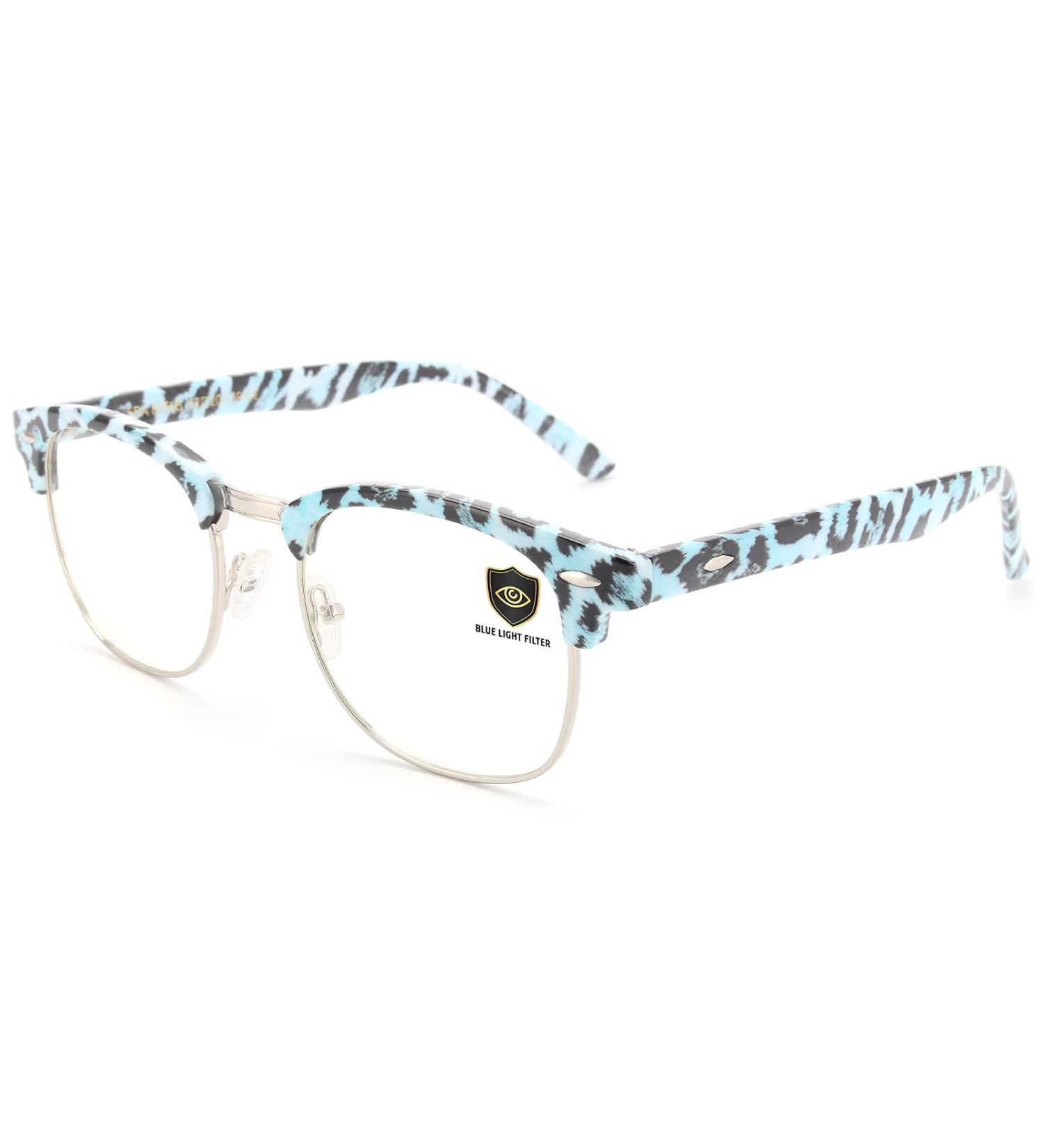 Livh Blue Light Blocking Glasses for Women Men - Anti Eyestrain Gaming Glasses with Ray Lens - Leopard Blue - Buy Online on GoSupps.com