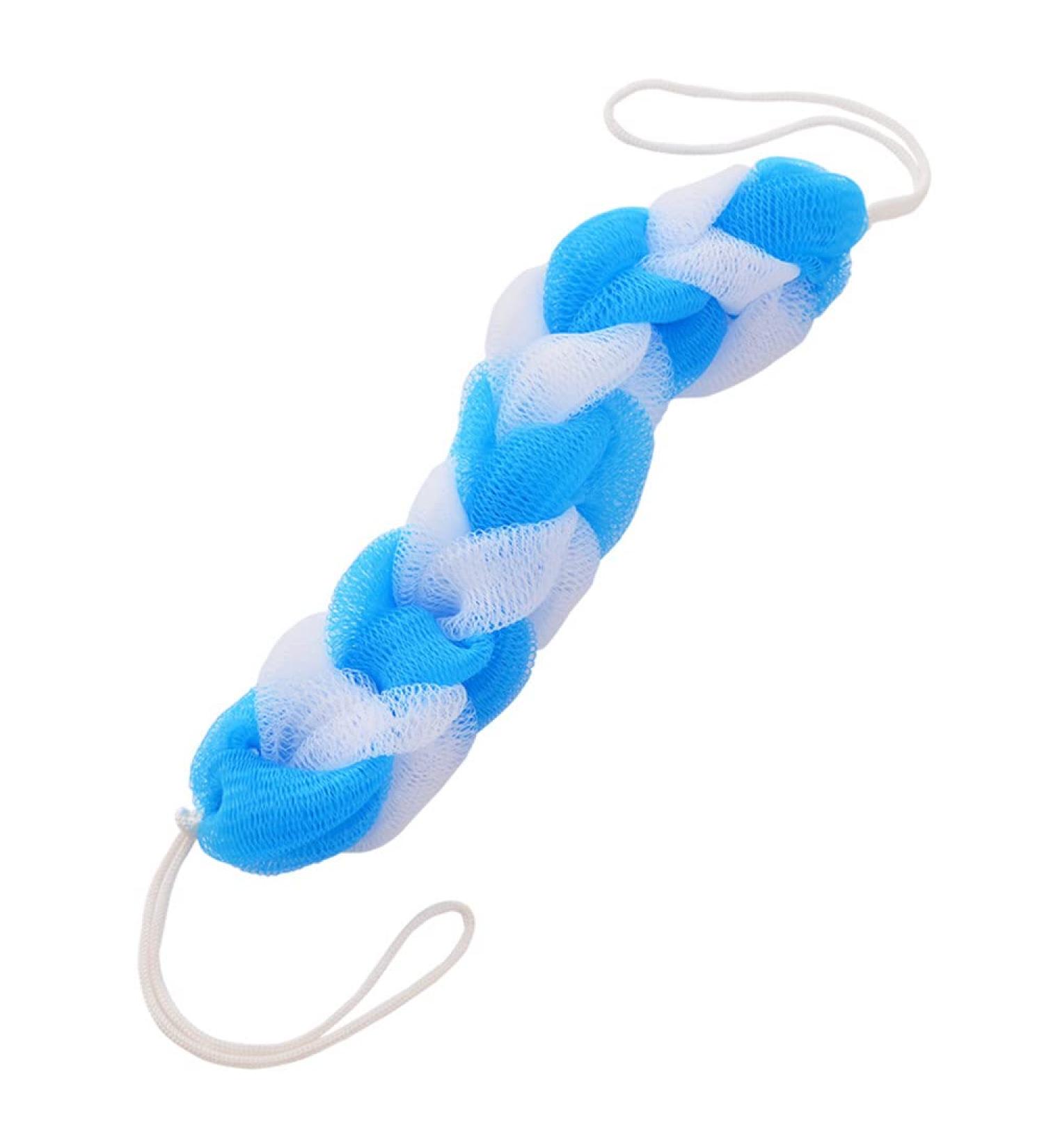 Buy Durable Shower Strip - Stretchy Braids Mesh Sponge Exfoliator Cleaner | Superior Quality Bath Supplies (Blue & White - Buy Online on GoSupps.com