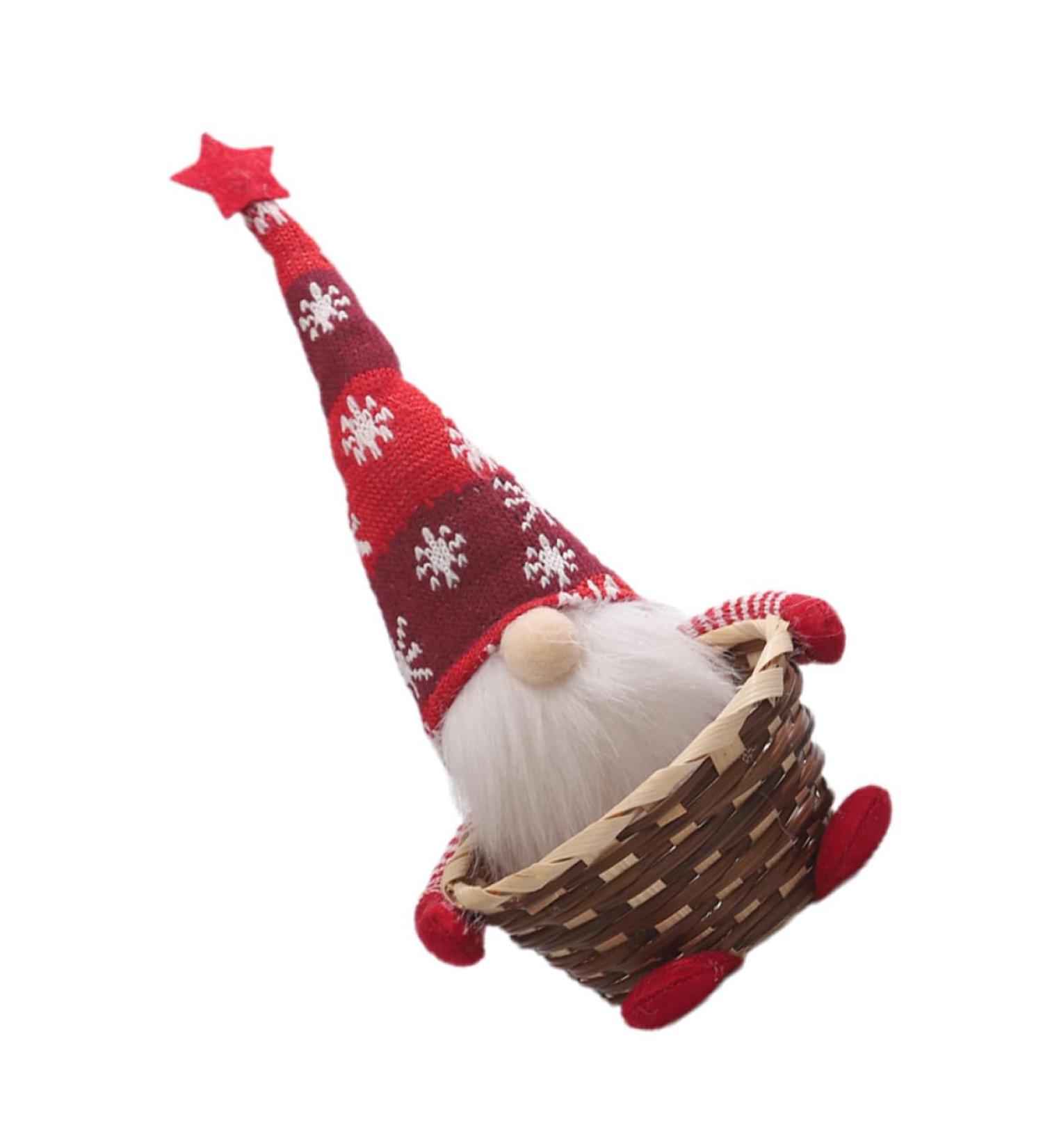 FELTECHELECTR Storage Ornament Basket Gnome Wicker Handmade Doll Candy Christmas Adorable Party Holiday 31X15X15CM Red - Buy Online on GoSupps.com