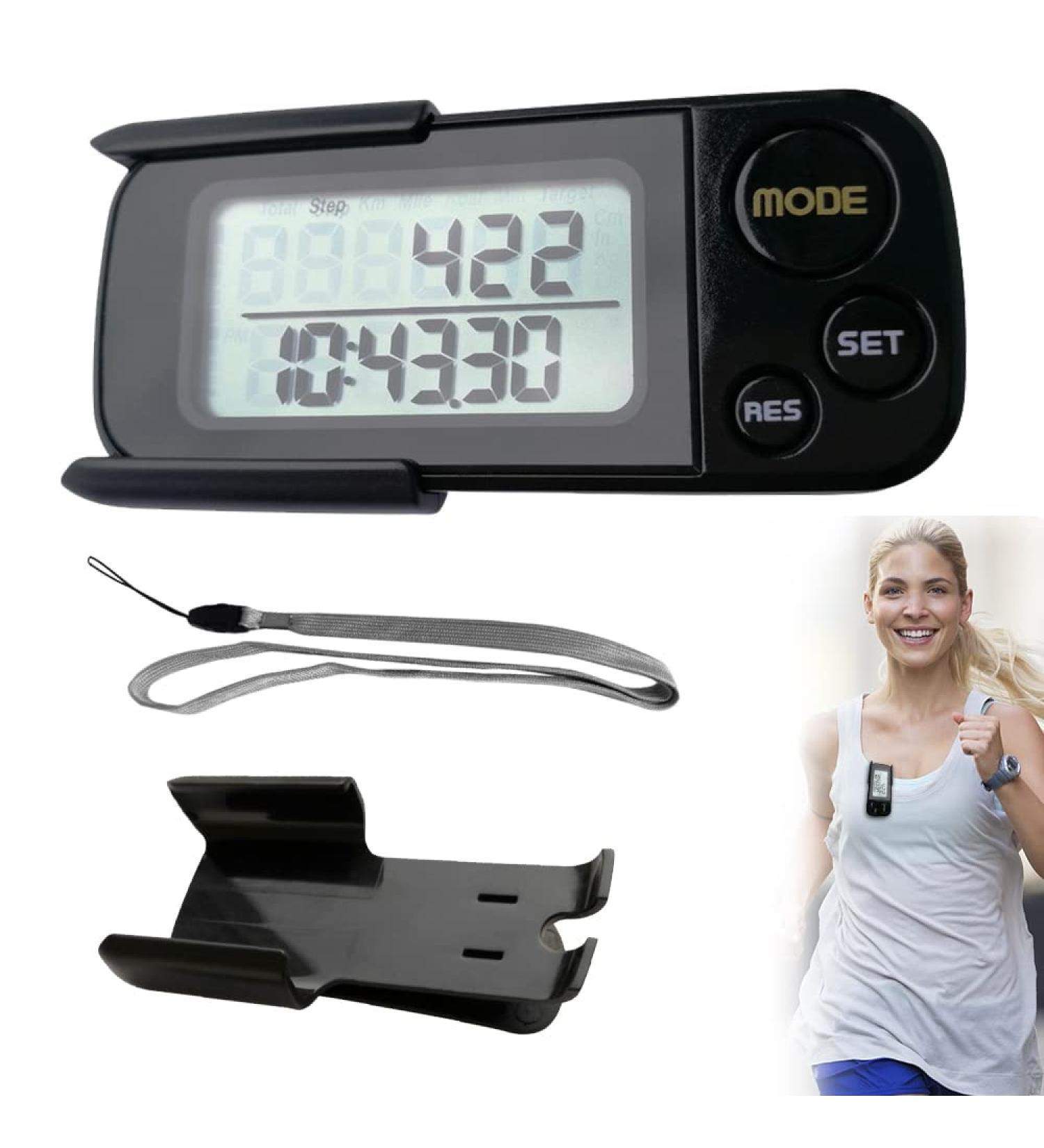 Buy Aoreun Portable 3D Pedometer - Clip-On No App Needed 30 Days Memory for Accurate Step Tracking - Buy Online on GoSupps.com