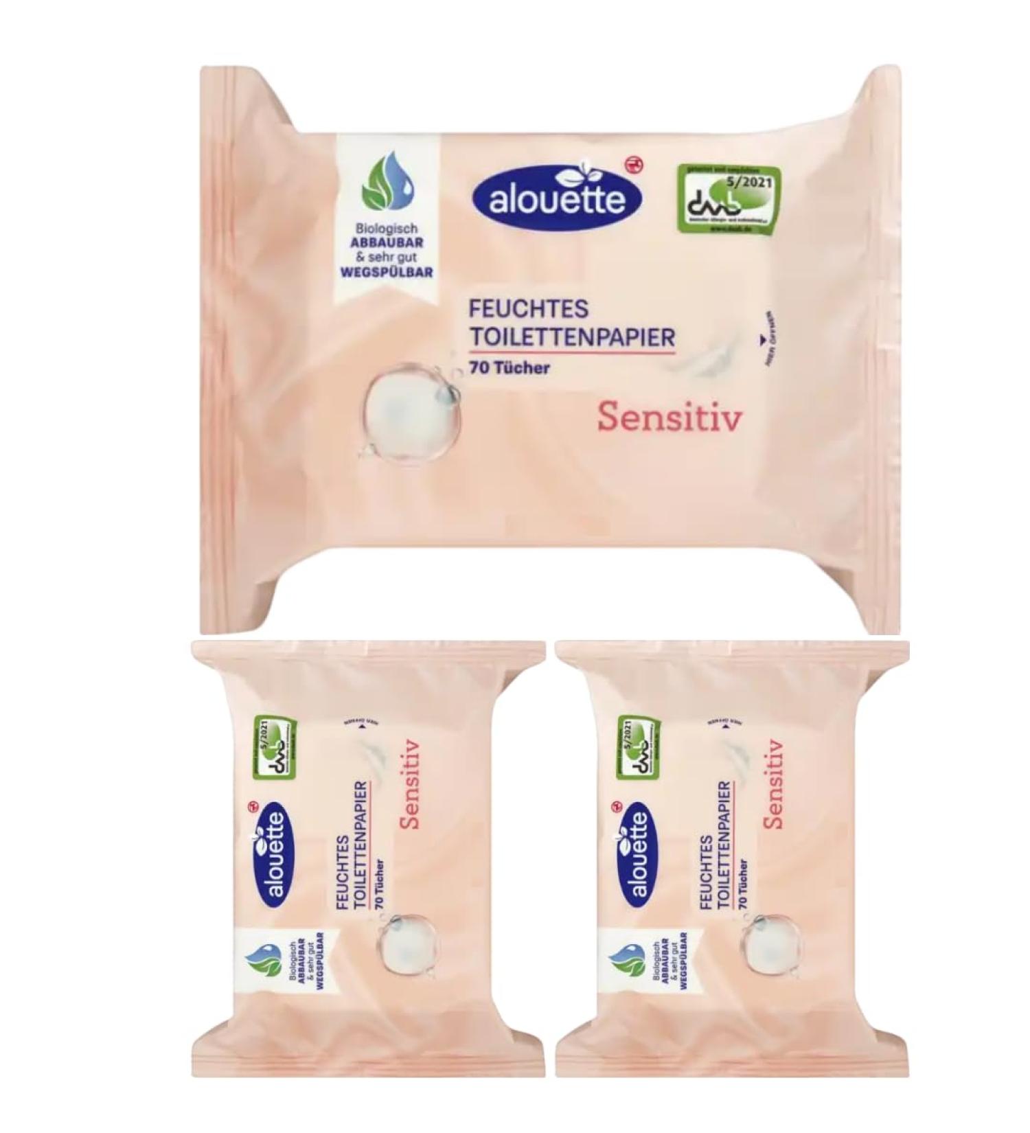 Alouette Classic Sensitive Wet Toilet Wipes - 70 Wipes x 3 Packs | Trusted International Shipping - Buy Online on GoSupps.com
