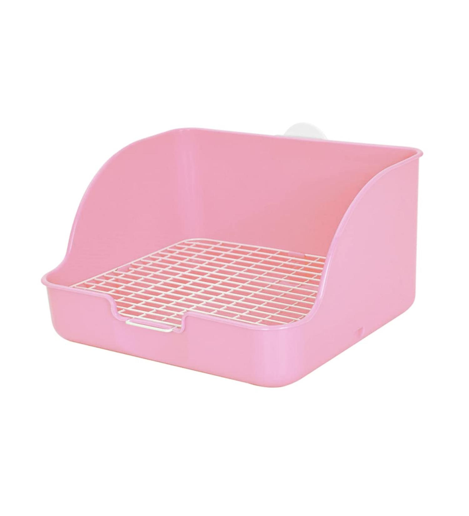 HAPINARY Box Rabbit Potty Bunny Litter Cat Litter Pan Hamster Toilet Corner Pet Litter Pan Plastic 28x23cm Pink - Buy Online on GoSupps.com