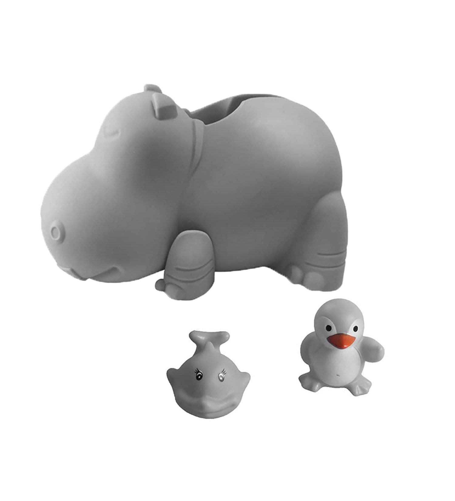 Bath Spout Cover for Kids - Silicone Faucet Protector Hippo Gray with Free Bathtub Toys - Kids Bathroom Accessories - Buy Online on GoSupps.com