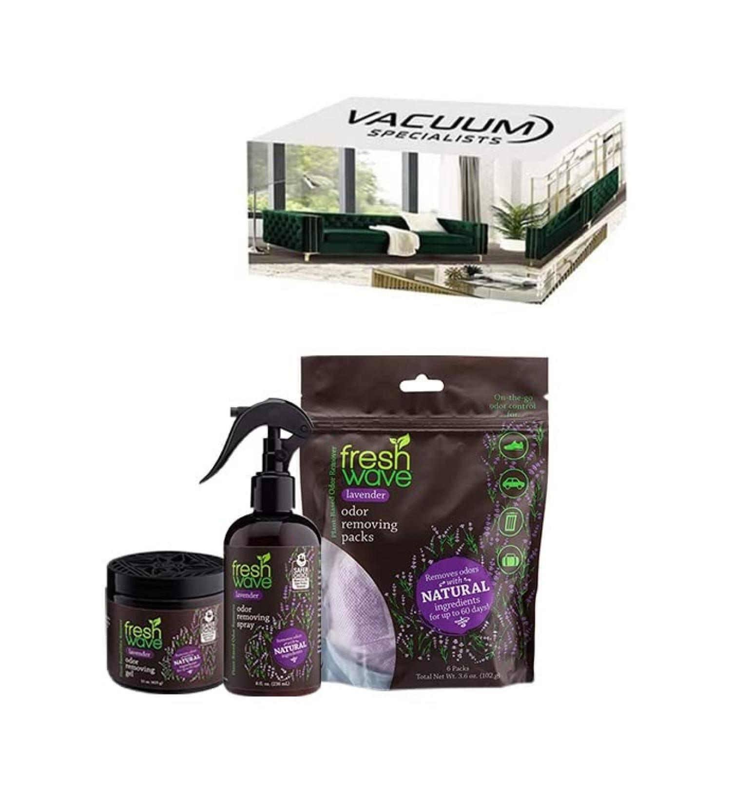 Fresh Wave Odor Eliminating & Deodorizing Combo Set (Lavender). INCLUDES 1 X Fresh Wave Lavender Odor Removing Gel 15 oz 1 X Fresh Wave Lavender Odor Removing Spray 8 fl. Oz & 1 X Fresh Wave Lavender Odor Removing Packs Bag of 6. - Buy Online on GoSupps.com