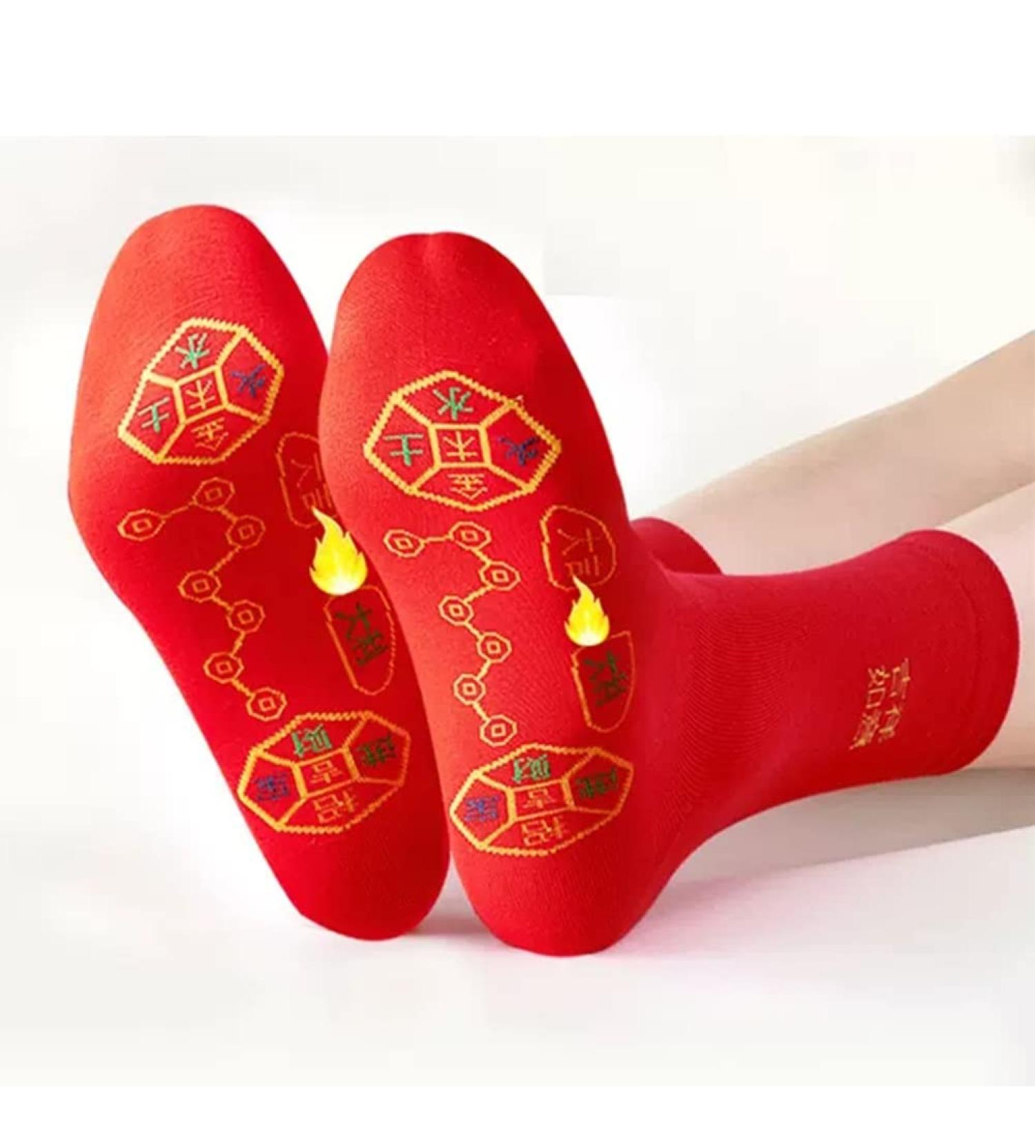 2023 Chinese New Year Embroidered Red Socks - Good Luck Stockings for Men and Women (34-39, 4 Pairs) - Buy Online on GoSupps.com