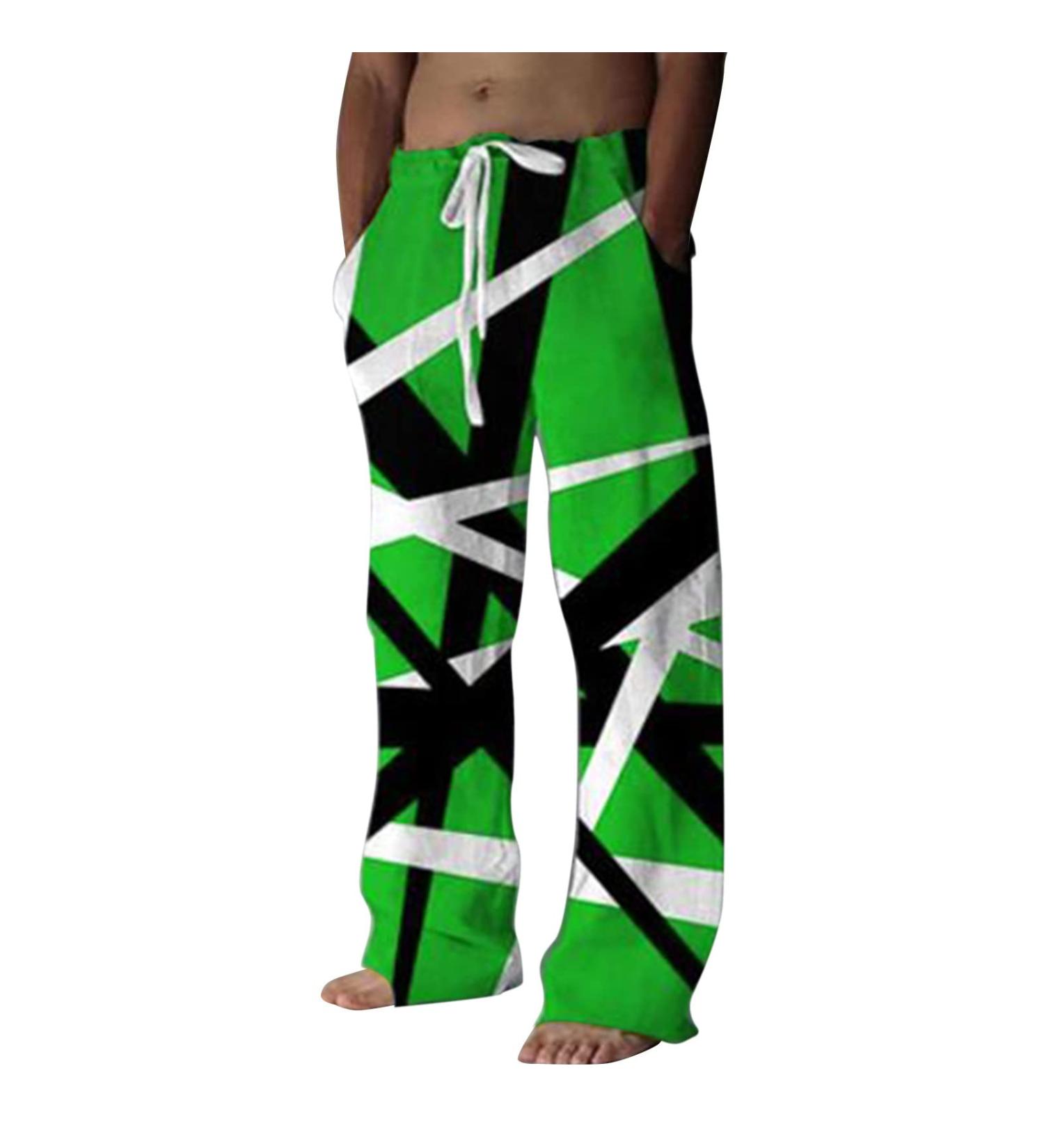 Cewifo Men's Linen Pocket Lace-Up Big Pants | Summer Slim & Comfortable Hiking Shorts in Black & A1-Green 3XL - Buy Online on GoSupps.com
