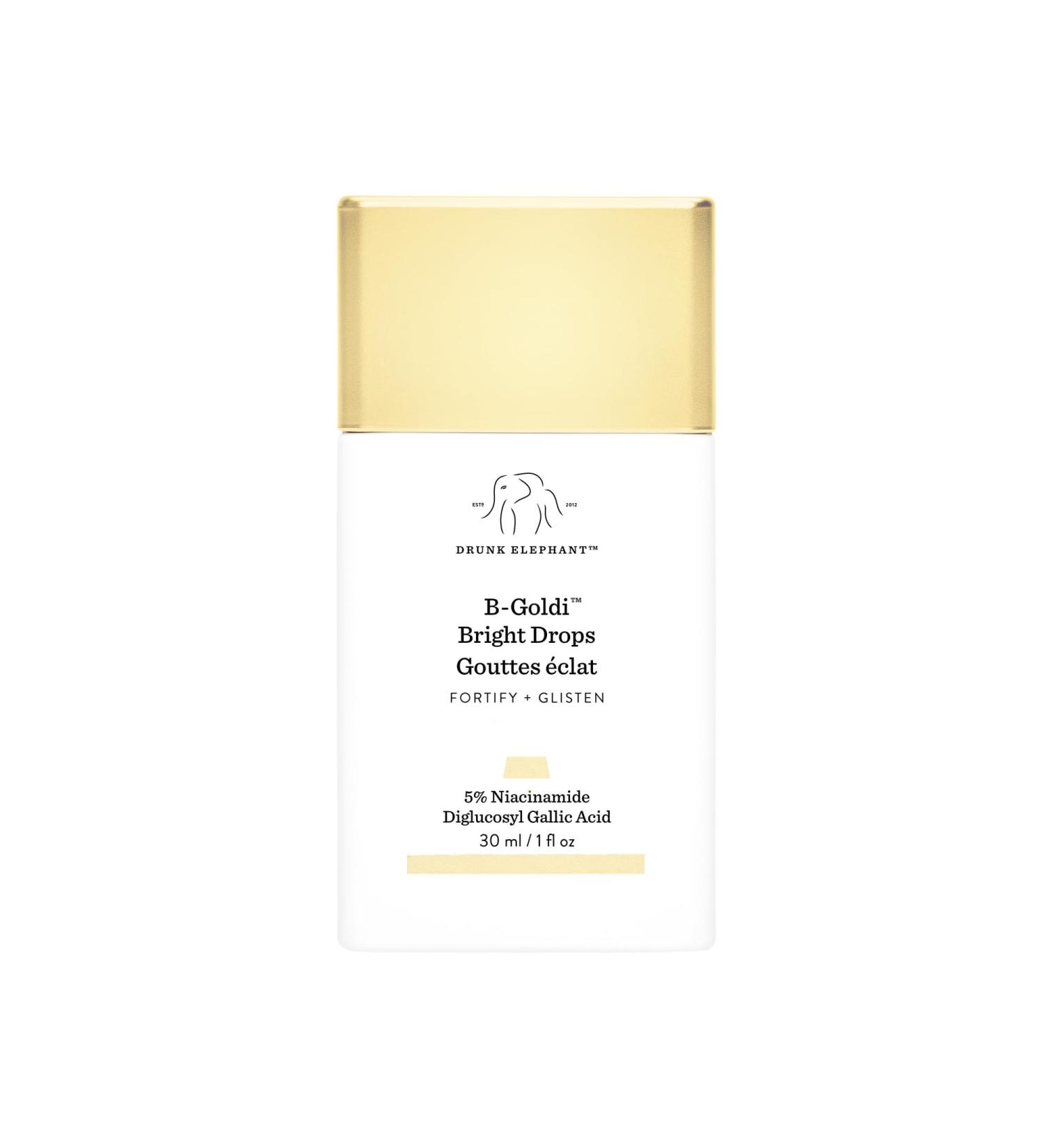 Drunk Elephant B-Goldi Bright Drops - 30 ml/1 fl oz - Illuminating Color Serum Drops - Clean Clinical Skincare - Cruelty-Free - Dermatologist-Tested - Free of Essential Oils Silicones and Fragrance - Buy Online on GoSupps.com