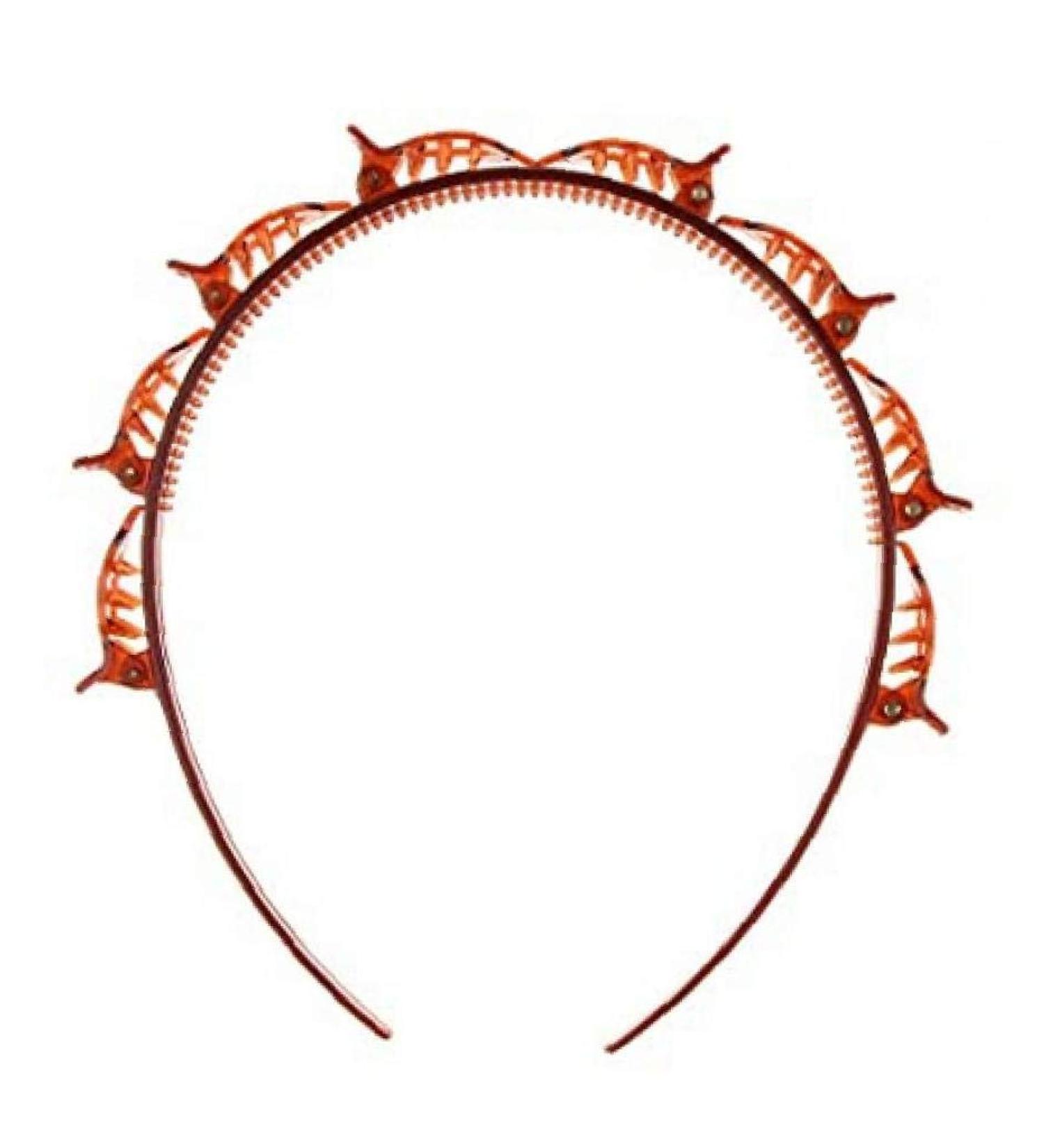 Headband Pressed Hairpin Multilayer Hollow Headband Bangs Fixed Clip Hairdressing Accessory Hair Band for Female Girl Coffee