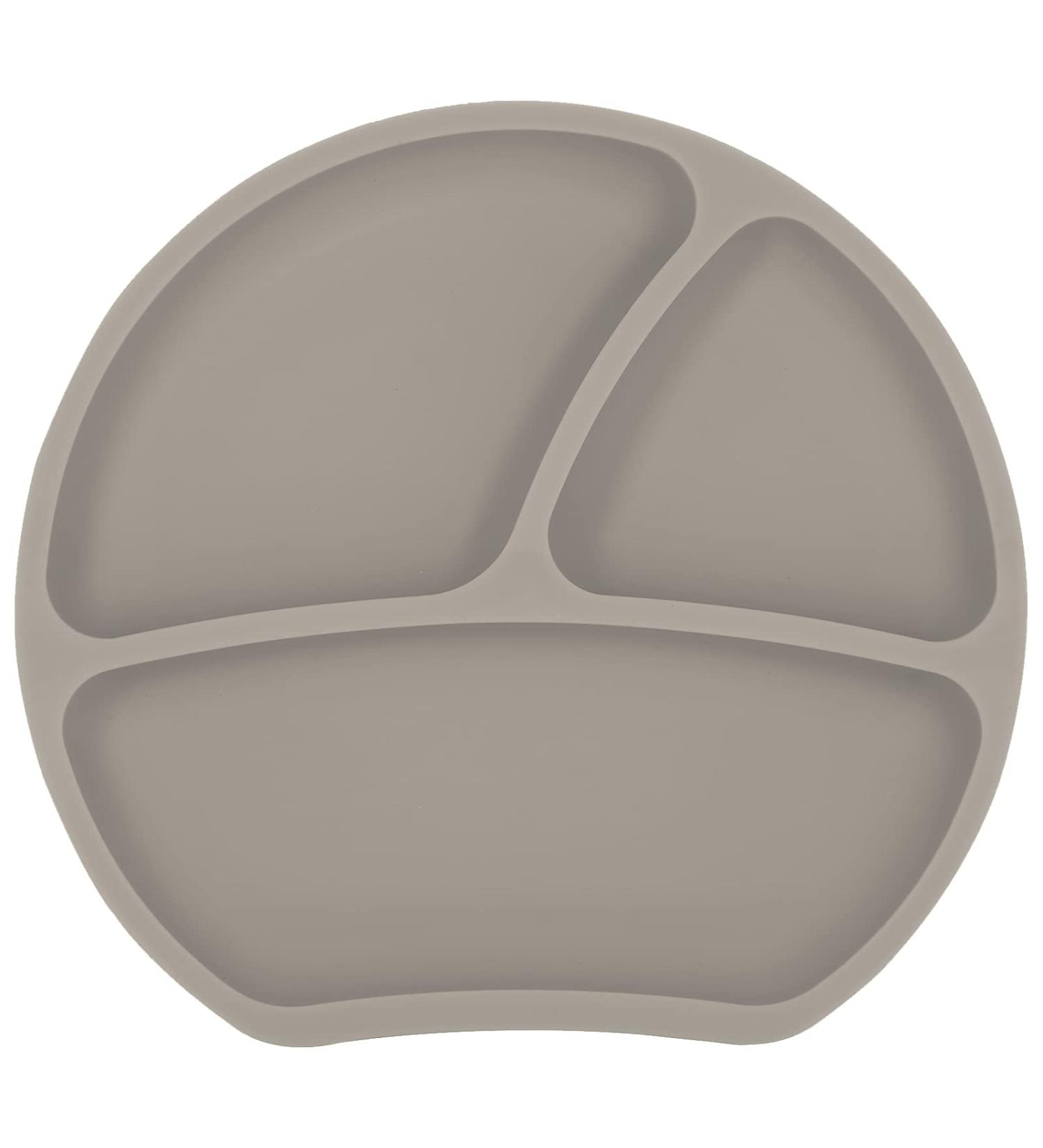 Kindsgut Silicone Learning Plate - Non-Slip & BPA-Free Suction Cup Grip Taupe - Ideal for International Shipping - Buy Online on GoSupps.com