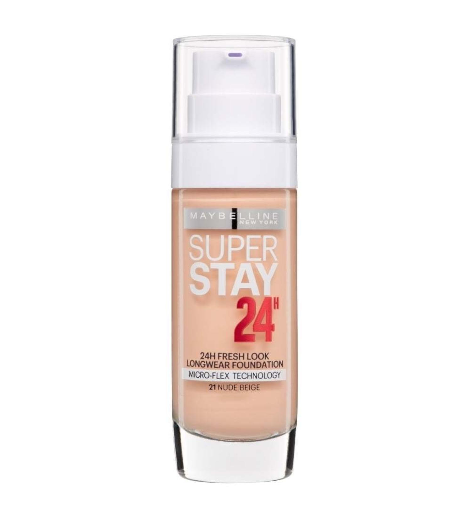 3 x Maybelline Superstay 24H Fresh Look Longwear Foundation 30ml - 021 Nude