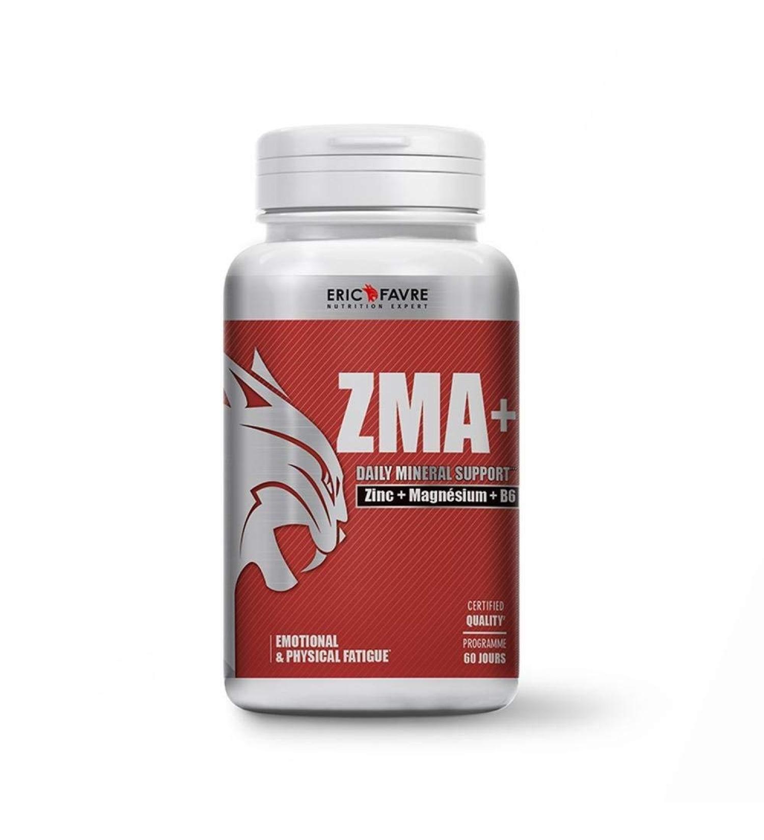 ZMA + Highly Dosed Supplement with Zinc Magnesium and Vitamin B6 Energy Metabolism Protein Synthesis Testosterone Levels Program 60J French Laboratory Eric Favre - Buy Online on GoSupps.com