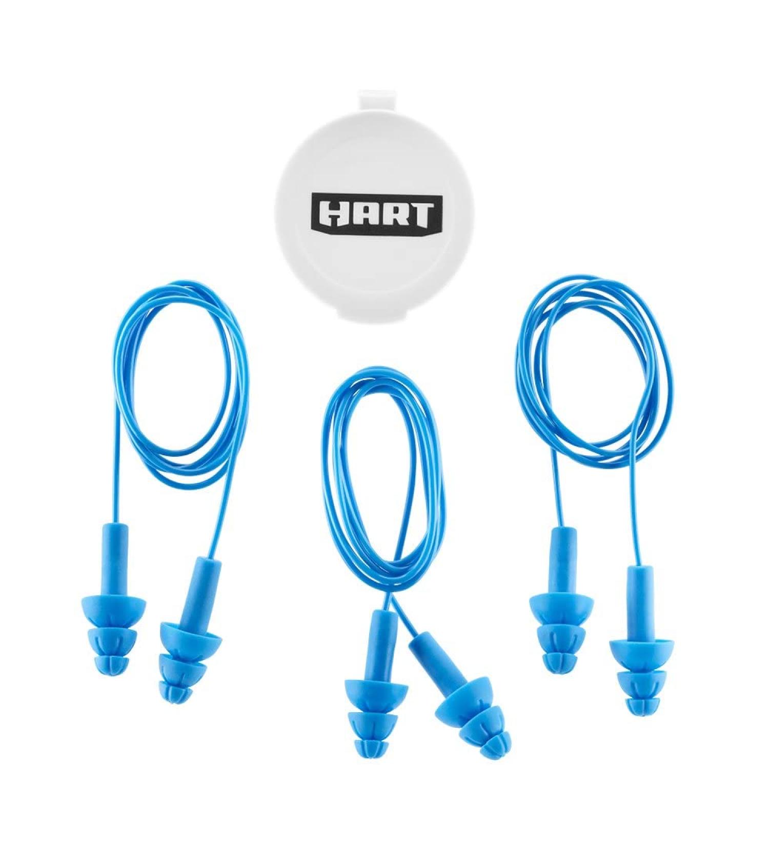 HART 3-Piece Reusable Corded Earplugs - NRR 26dB Noise Reduction Washable & Comfortable for Ultimate Hearing Protection - Buy Online on GoSupps.com