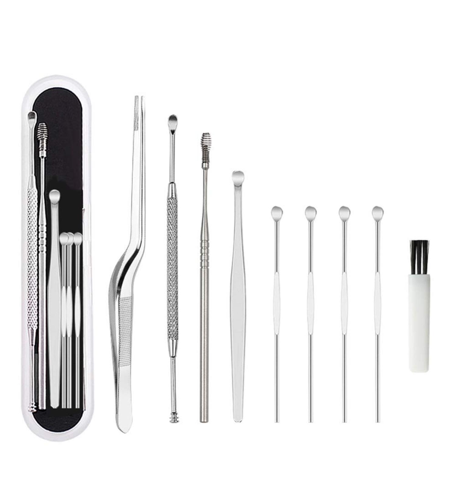 VSSIKTOR 8-Part Ear Cleaning Set - Reusable Stainless Steel Tool Kit for Ear Pimple & Wax Removal | International Shipping Available - Buy Online on GoSupps.com