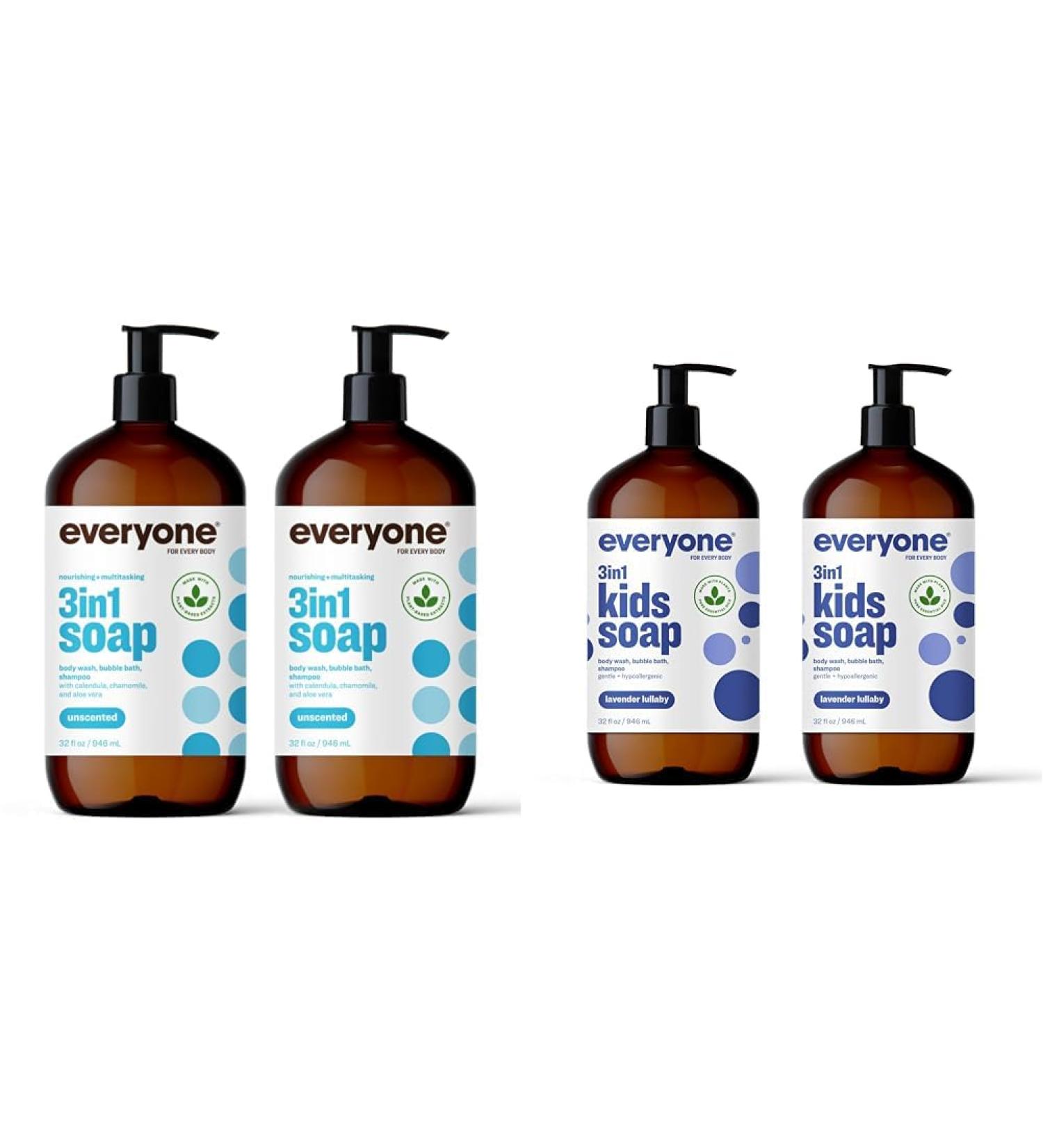 Everyone 3-in-1 Soap Body Wash Bubble Bath Shampoo 32 Fl Oz (Pack of 2) & 3-in-1 Kids Soap Body Wash Bubble Bath Shampoo 32 Ounce (Pack of 2) Lavender Lullaby - Buy Online on GoSupps.com