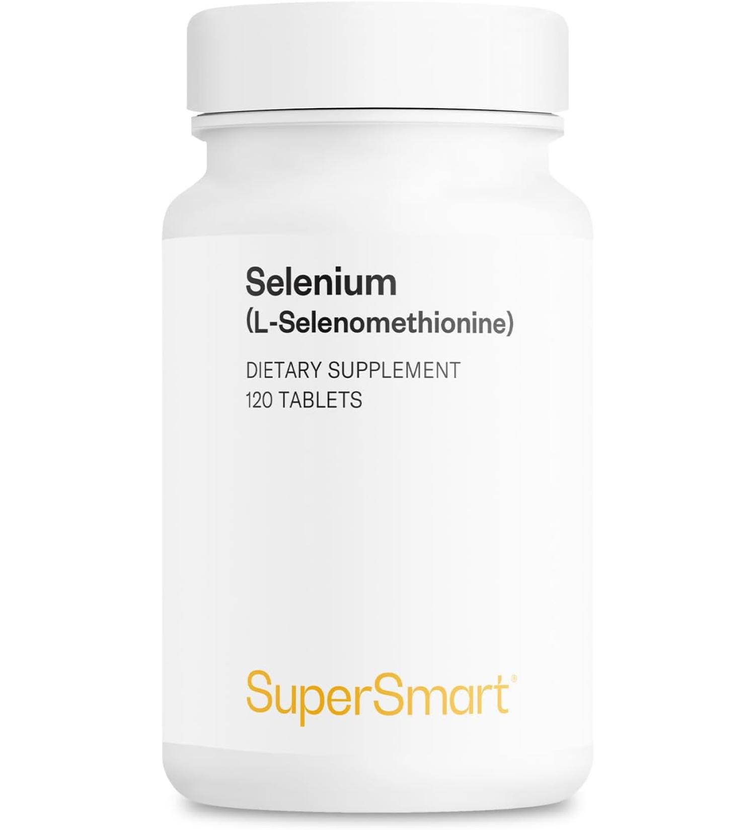 Supersmart L-Selenomethionine 200mcg - Potent Antioxidant for Immune Support - 120 Tablets | Non-GMO & Gluten Free - Buy Online on GoSupps.com