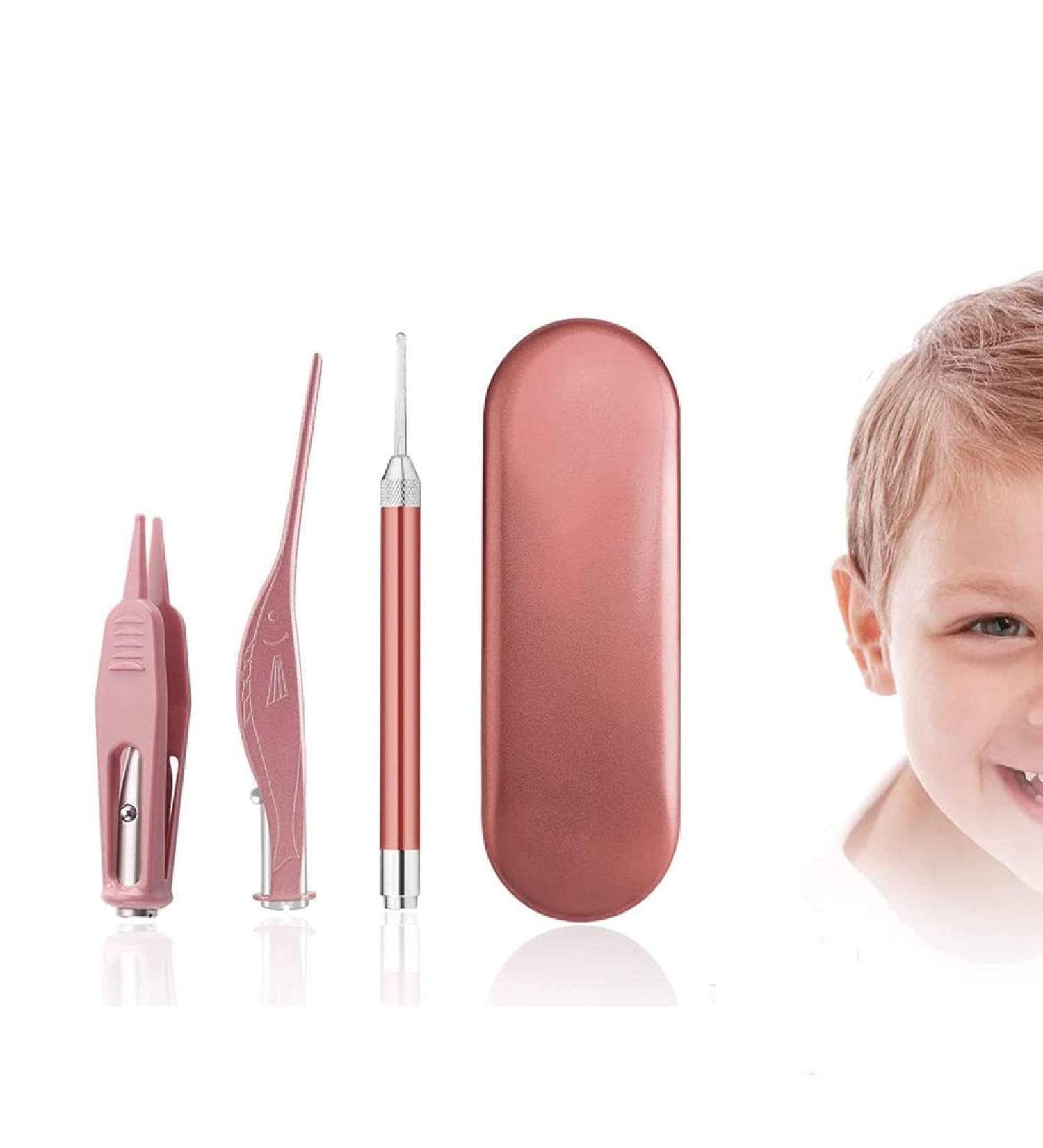3 Pcs Ear Wax Removal Tool Set with LED Light - Ear Spoon, Tweezers, and Nose Cleaning Pick Nipper for Child & Adult - Ear Health Care Kit - Buy Online on GoSupps.com