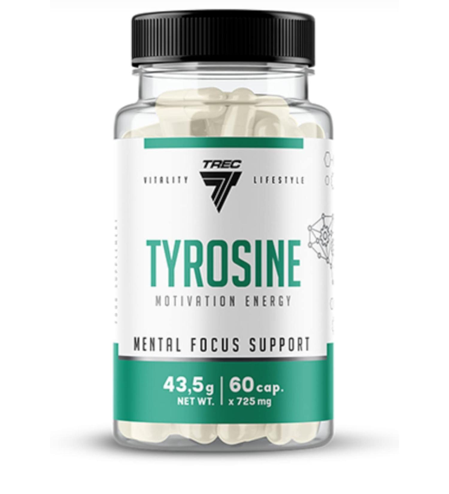 Trec Tyrosine | Amino Acid | Pharmaceutical Grade | Supports Focus on Mental Alertness and Weight Loss | Dietary Supplement (60 Capsules) - Buy Online on GoSupps.com