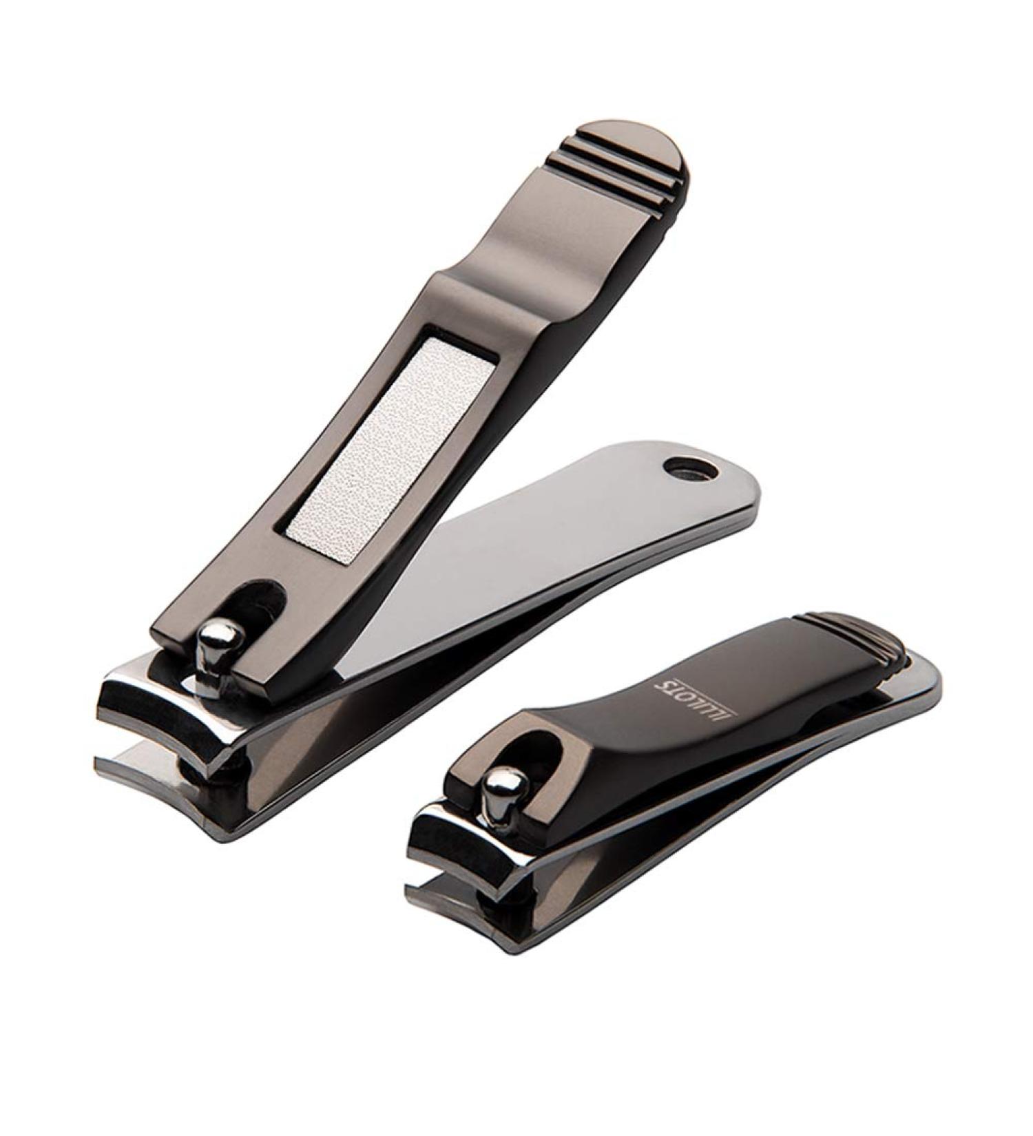 Durable Sharp Nail Clippers Set with Built-in Nail File | Matte Gray | Includes Tin Case - Buy Online on GoSupps.com