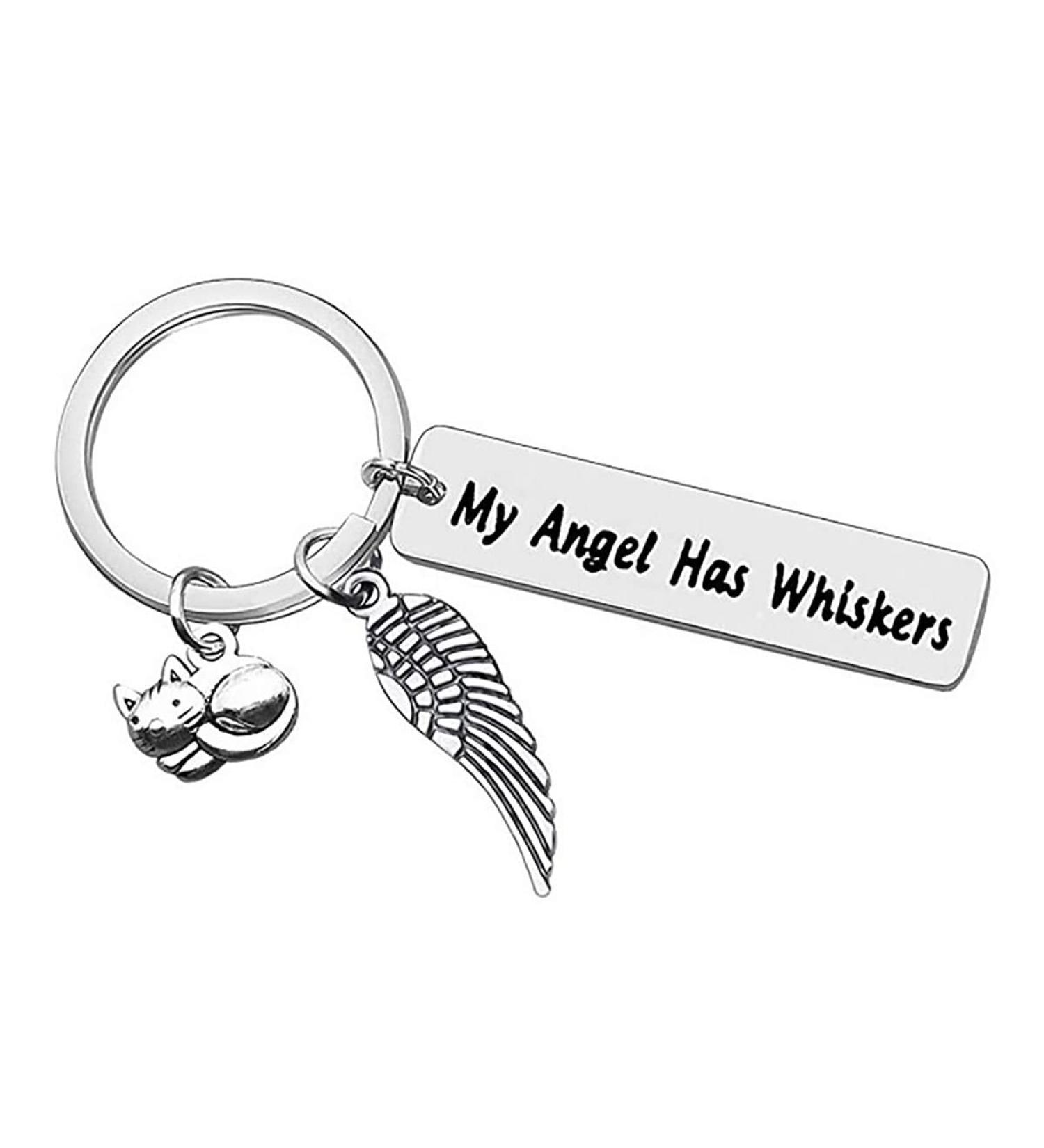 Jagowa 1 Piece Cat Memorial Gift Keychain Stainless Steel Keychain Gifts For Cat Pet Lover Women Men Hanging Ornament Personality Gift - Buy Online on GoSupps.com