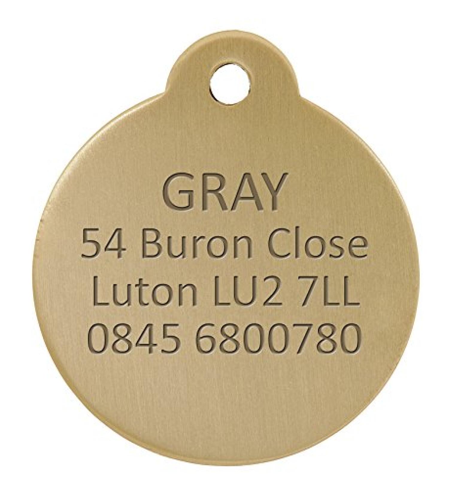 Bow Wow Meow BWM Solid Brass Personalized Pet ID Tags Dog Tags | Dog Tag for Pets Laser Engraved & Personalised | ID Tags for Dogs & Cats | Strong Brass Split Ring & Deeply Engraved - Round Medium 26x31mm Round - Buy Online on GoSupps.com