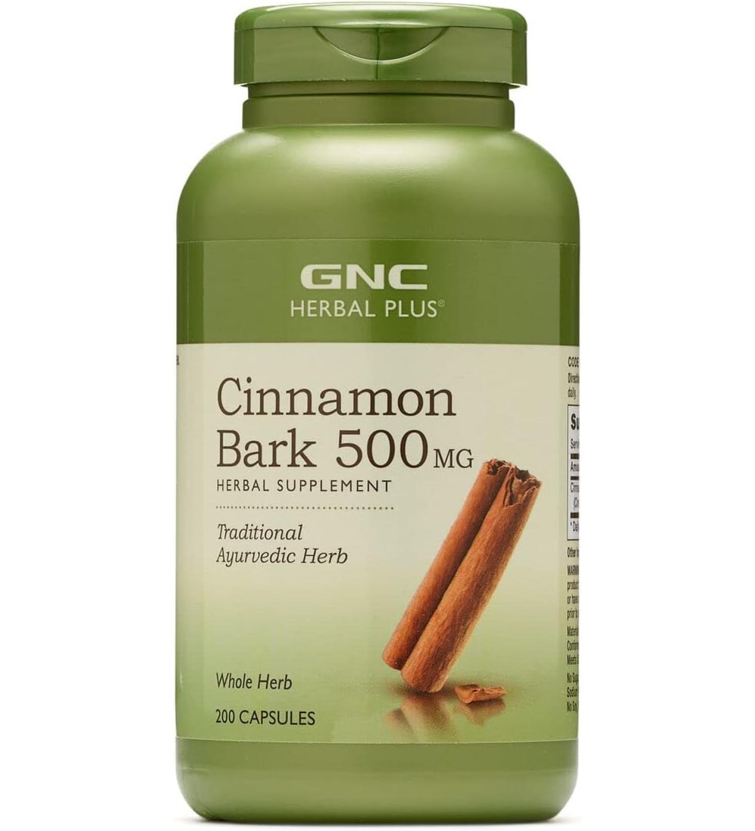 GNC Herbal Plus Cinnamon Bark 500mg - 200 Capsules - Powerful Antioxidant Support - Buy Online on GoSupps.com