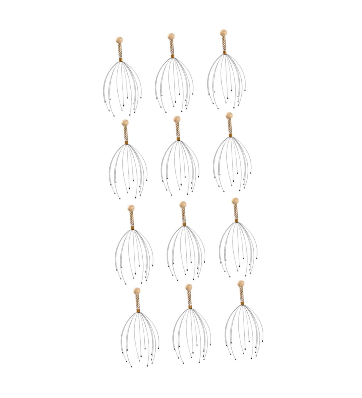 Beavorty Hand Massage Devices - 12 STK Scalp Massage Brushes & Hand Scrubbers for Hair Washing - Steel & Wood Hand Massager Tools - Buy Online on GoSupps.com