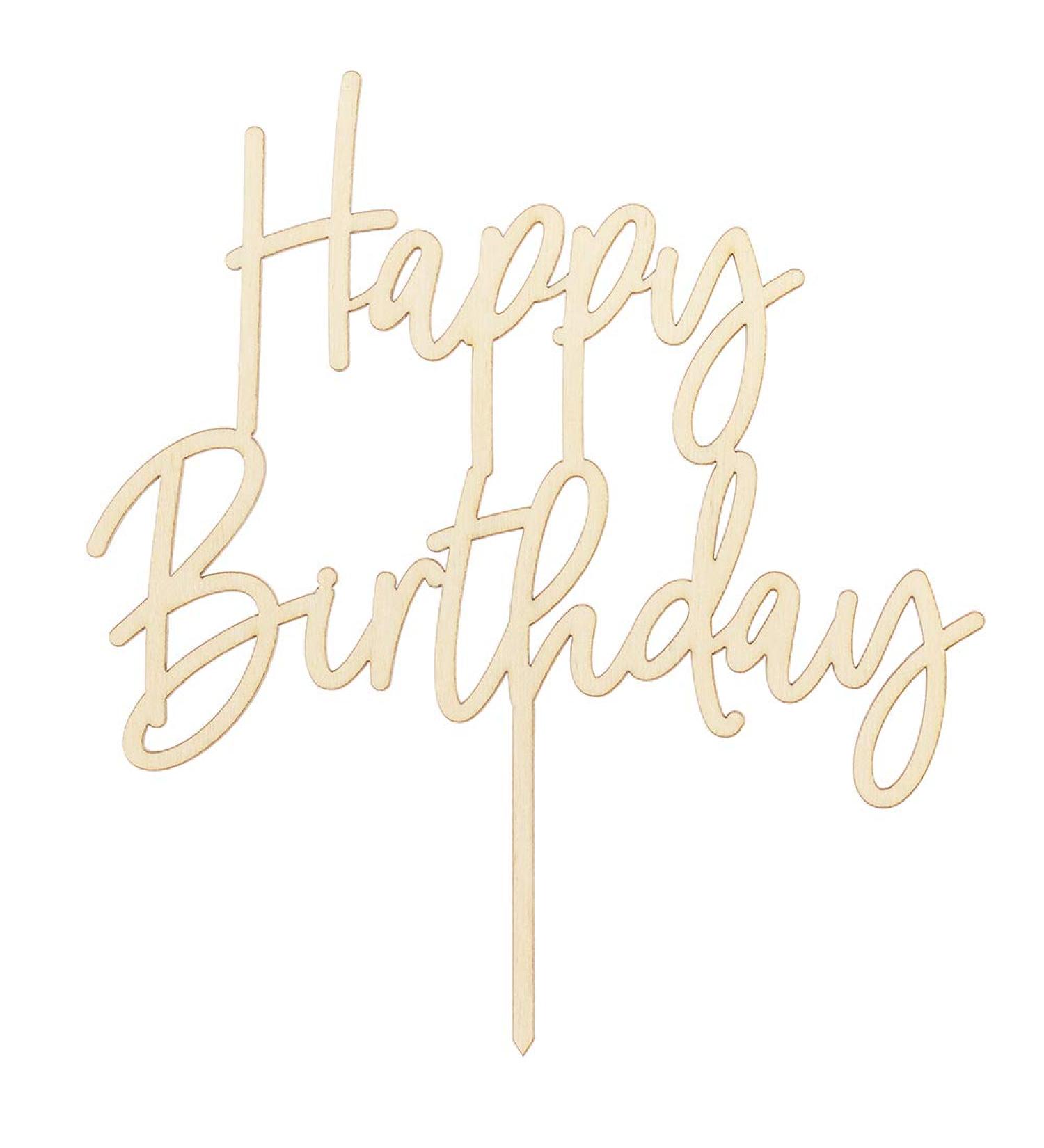 DekoHaus Wooden Cake Topper Happy Birthday Cake Decoration - Buy Online on GoSupps.com