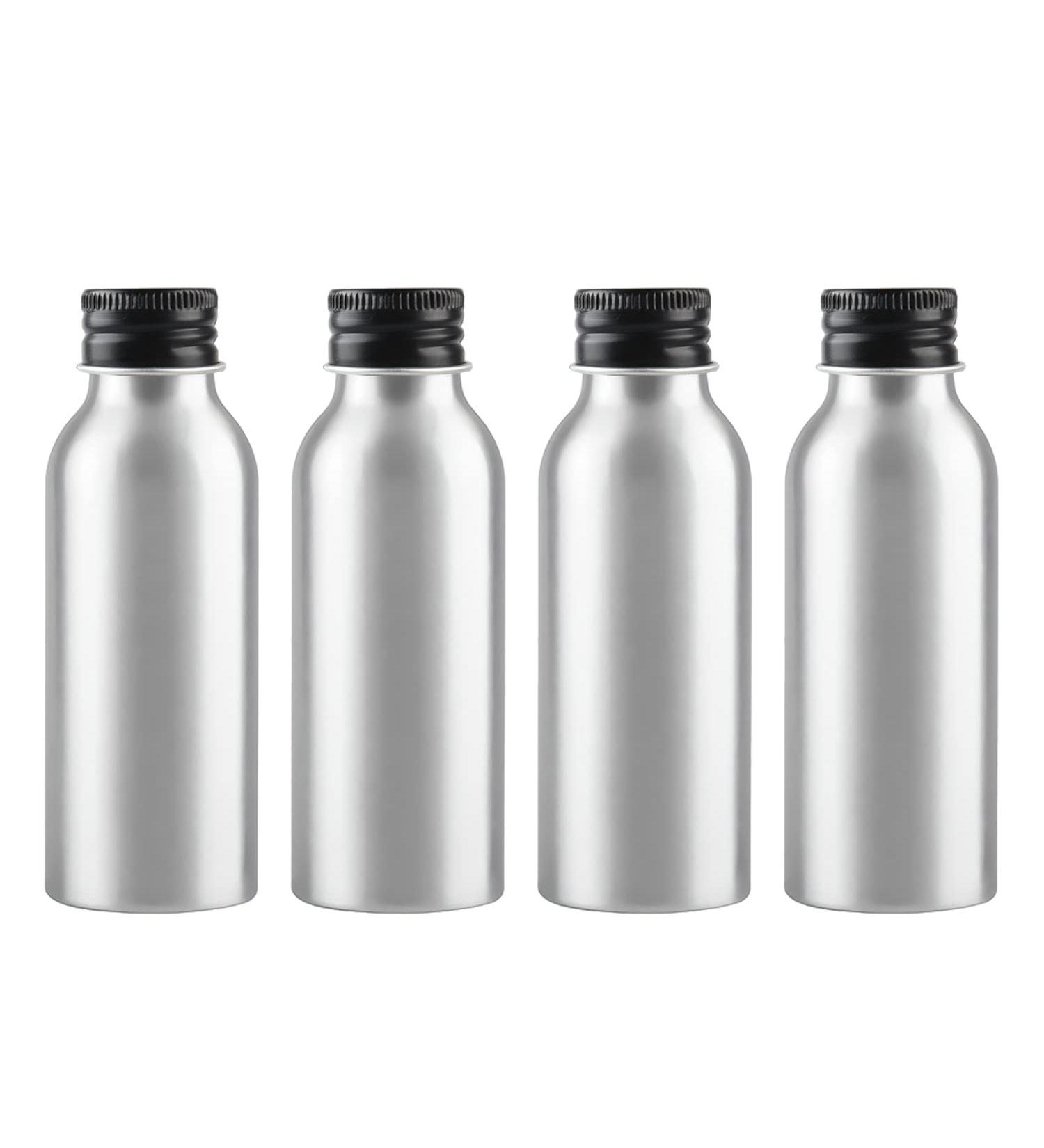 Zeoabsy 4 Pack 100ml Silver Aluminum Screw Bottles for Cosmetics - Travel & Hotel Essentials - Buy Online on GoSupps.com