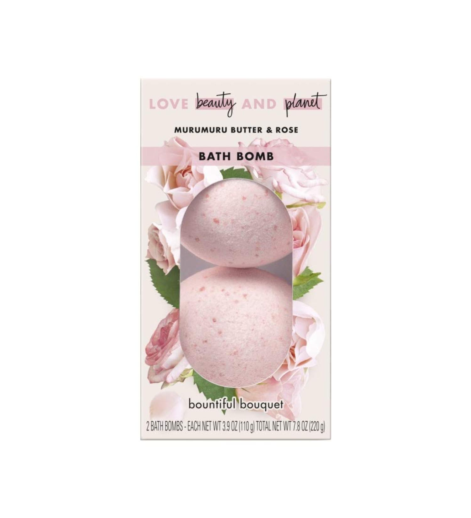 Love Beauty Planet Murumuru Butter Rose Bath Bomb  2 Pieces  Total 7.8 oz