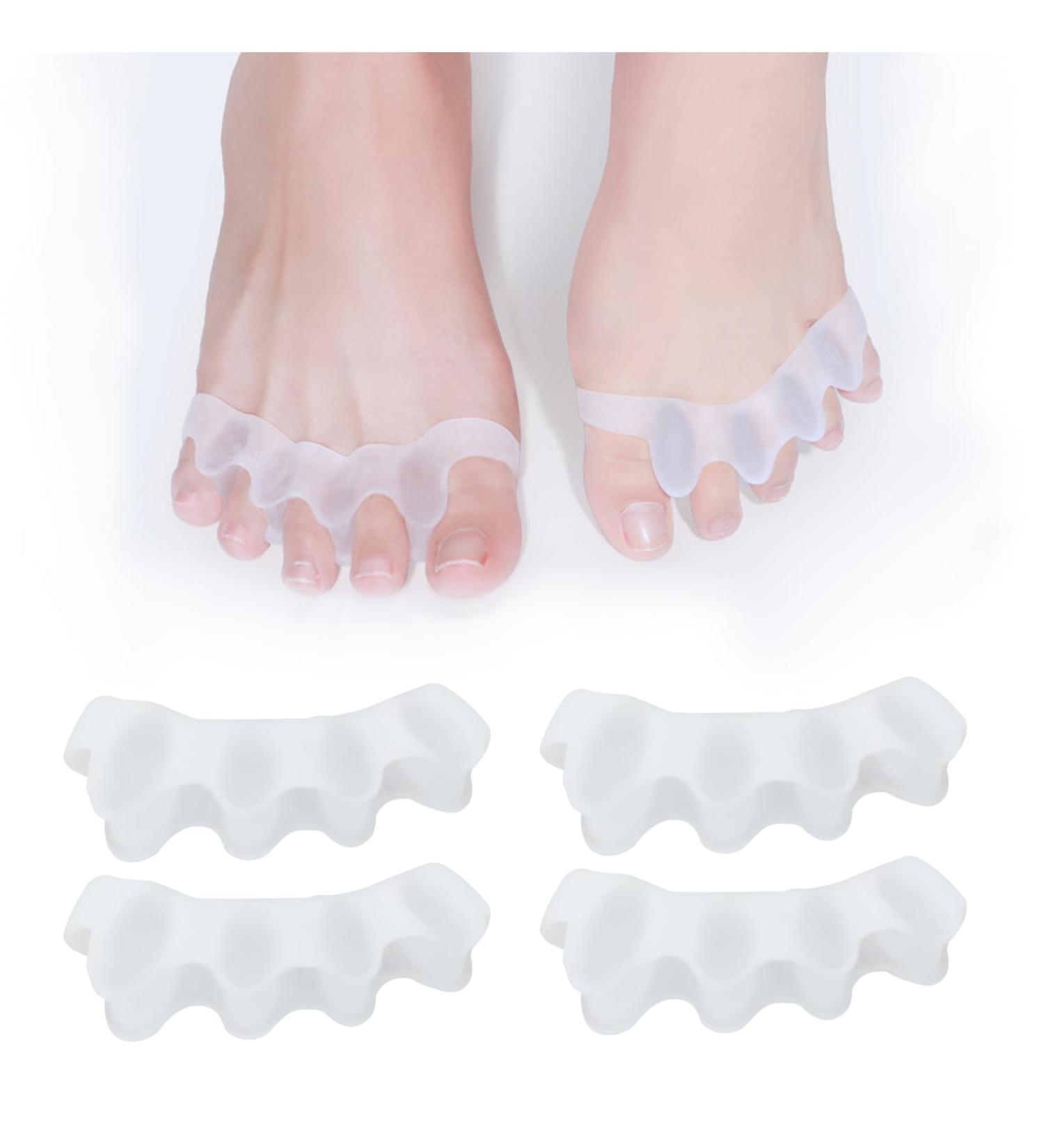 Silicone Toe Separators (2 Pair) - Toe Straighteners and Spacers for Curled, Overlapping Toes - Toe Stretcher for Toe Relaxation and Relief - Transparent Color - Buy Online on GoSupps.com