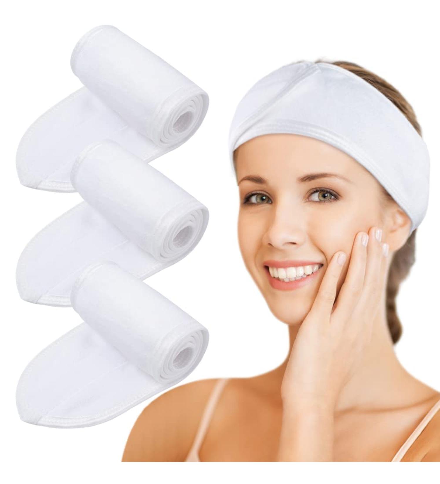 KinHwa 3 Pack Spa Facial Headband Makeup Hair Band Women Skincare Adjustable Microfibre Headband for Washing Face Sports Yoga White White 3 Count (Pack of 1) - Buy Online on GoSupps.com