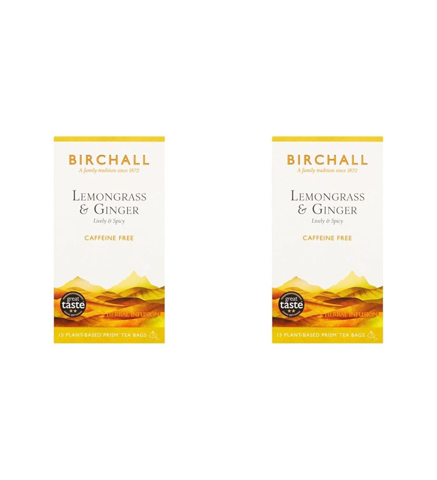 Birchall Tea Bags Lemongrass & Ginger Herbal Tea Gift Set Caffeine Free Tea Bursting with Full Flavour Perfect Vegan Gifts 15 Plant-Based Prism Tea Bags (Pack of 2) 15 Count (Pack of 2) - Buy Online on GoSupps.com