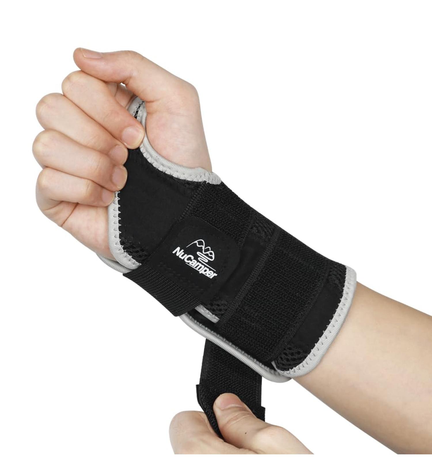 NuCamper Right Hand Wrist Brace for Carpal Tunnel Adjustable Support Splint & Compression Sleeve for Pain Relief Arthritis & Tendonitis Ideal for Men & Women - Buy Online on GoSupps.com